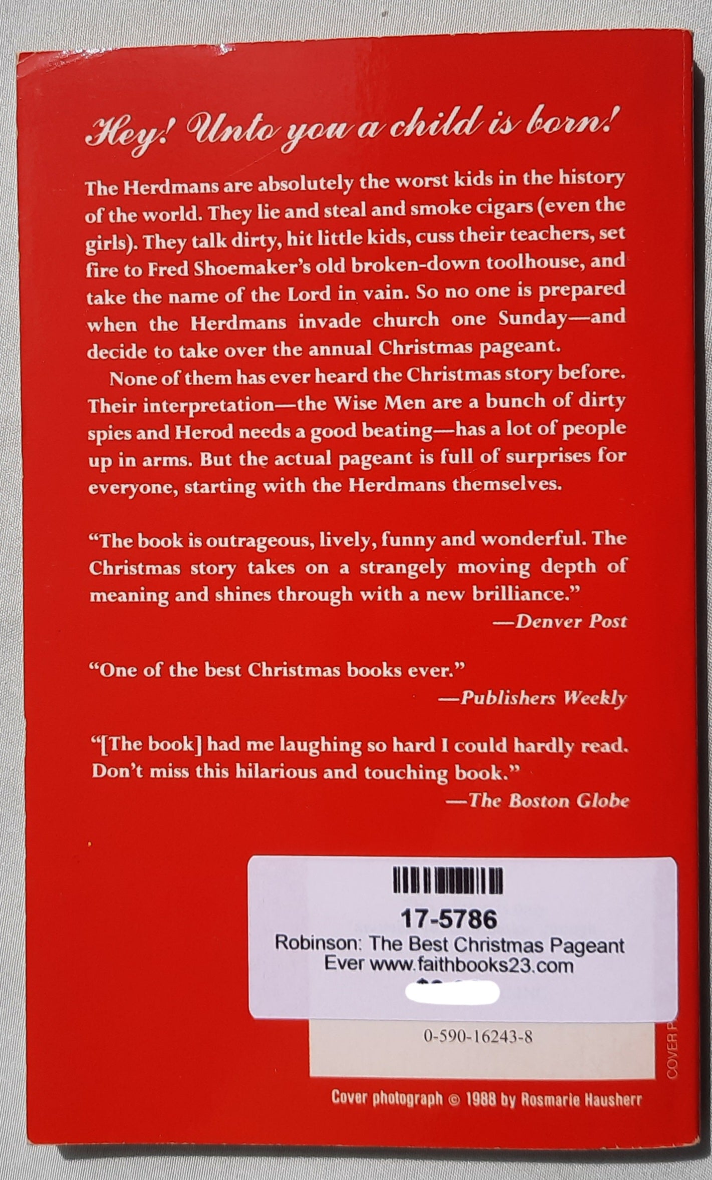 The Best Christmas Pageant Ever by Barbara Robinson (Very good, 1972, Pbk, 81 pages, Scholastic)