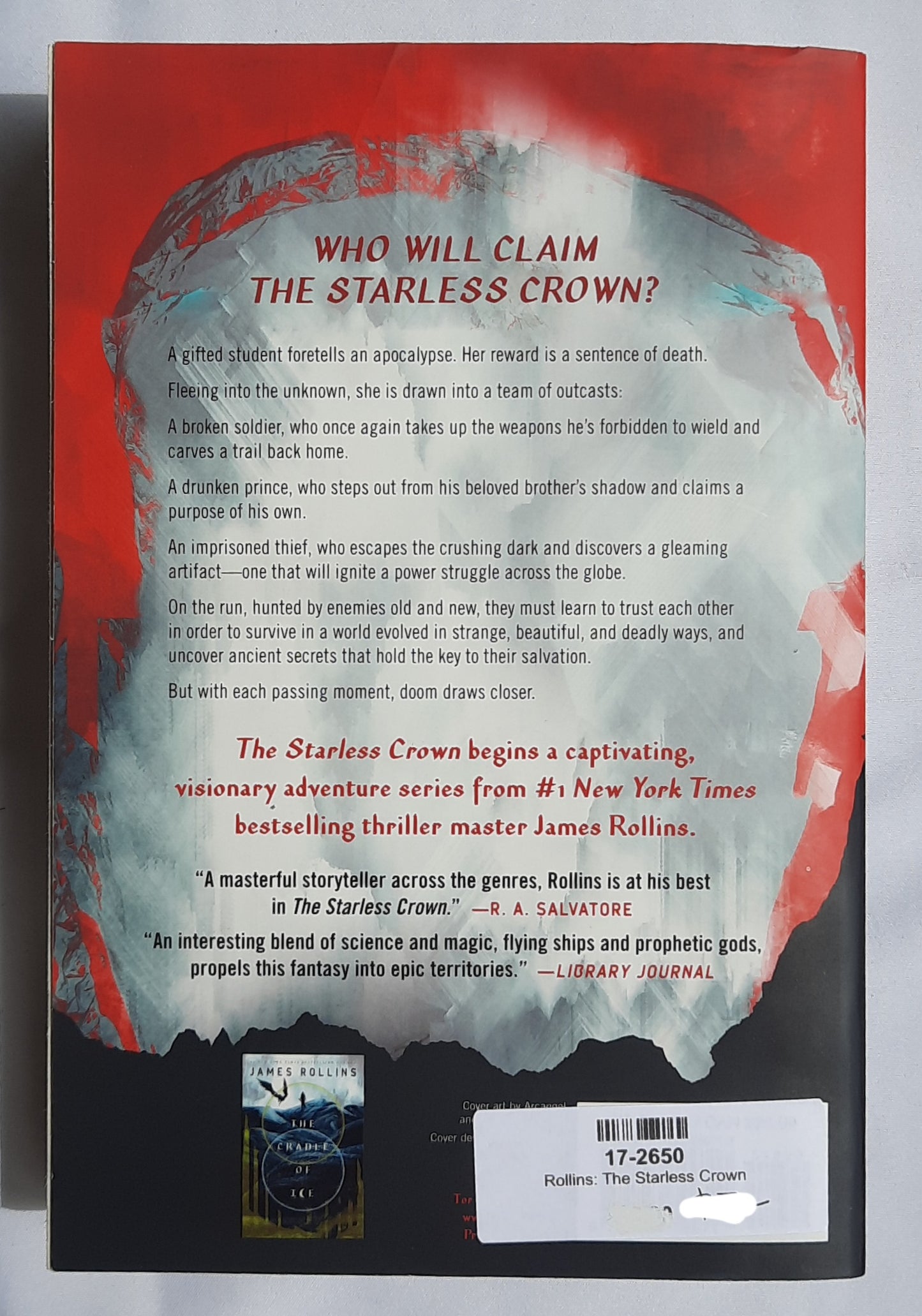 The Starless Crown by James Rollins (Moonfall #1, Very good, 2023, PBk, 576 pages, Tor)