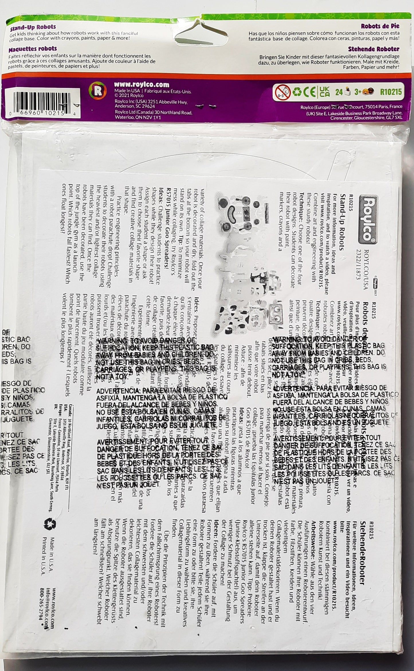 Roylco Stand-Up Robots, 8 x 11 In., 24 pack to color & decorate NEW in Package