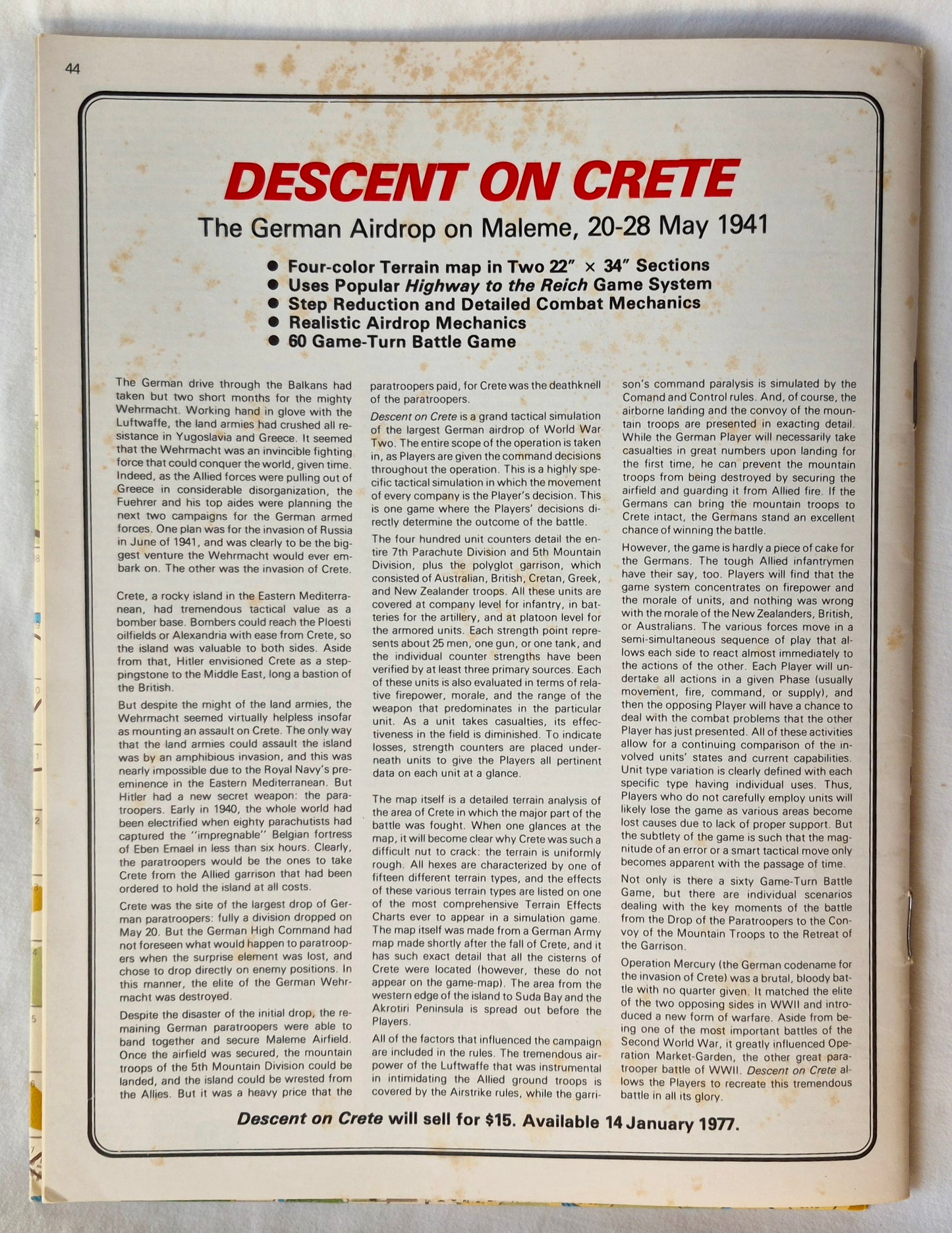 #65 Strategy & Tactics Cobra Pattons Sommeroffensive 1944 in Frankreich Nov/Dez 1977 (Gut, Pbk, 40 S., SPI)