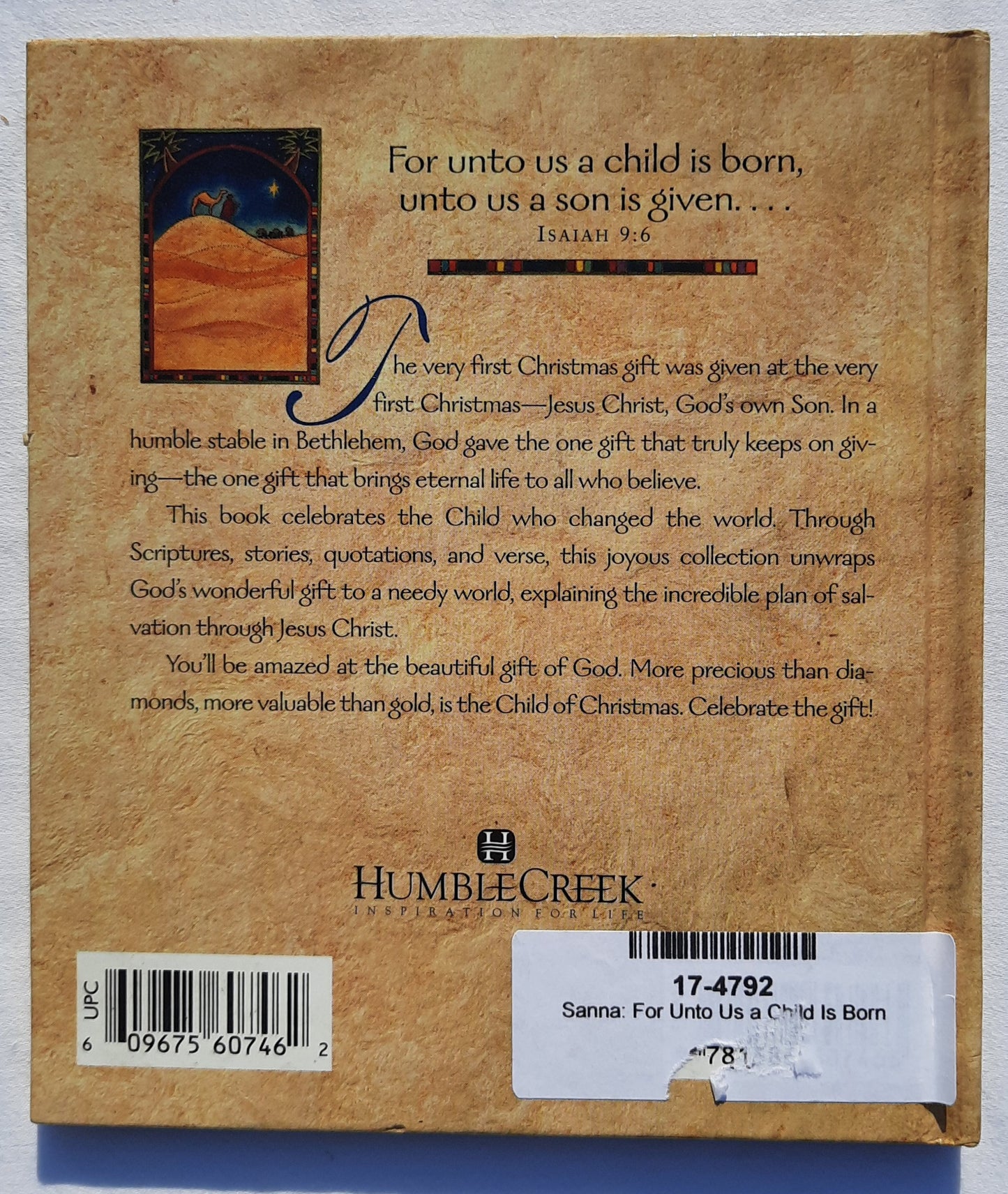 For Unto Us a Child Is Born by Ellyn Sanna (Good, HC, Humble Creek)