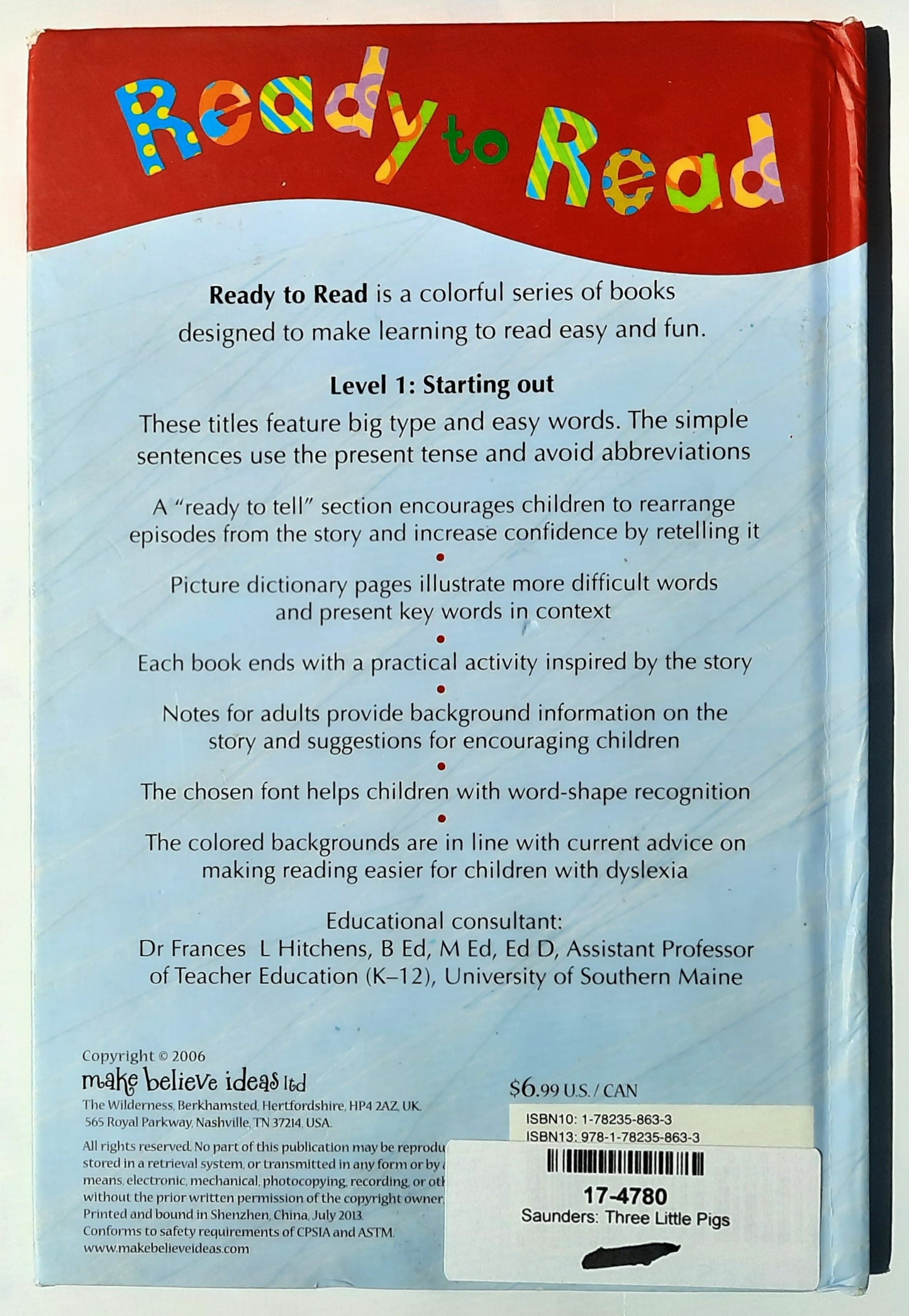 The Three Little Pigs by Katie Saunders (Good, 2013, HC, Make Believe Ideas Ready to Read)