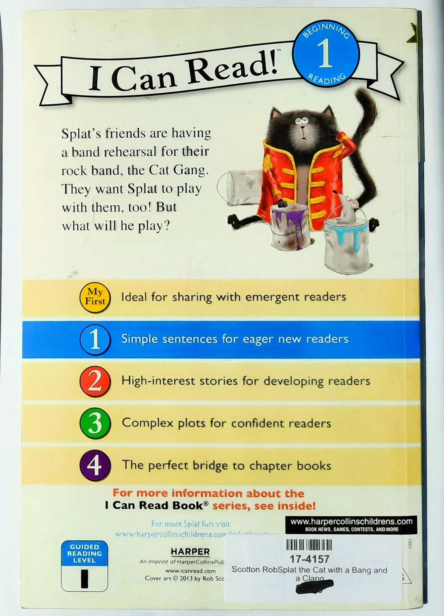 Splat the Cat With a Bang and a Clang by Rob Scotton (Very good, 2013, Pbk, 32 pages, Harper)