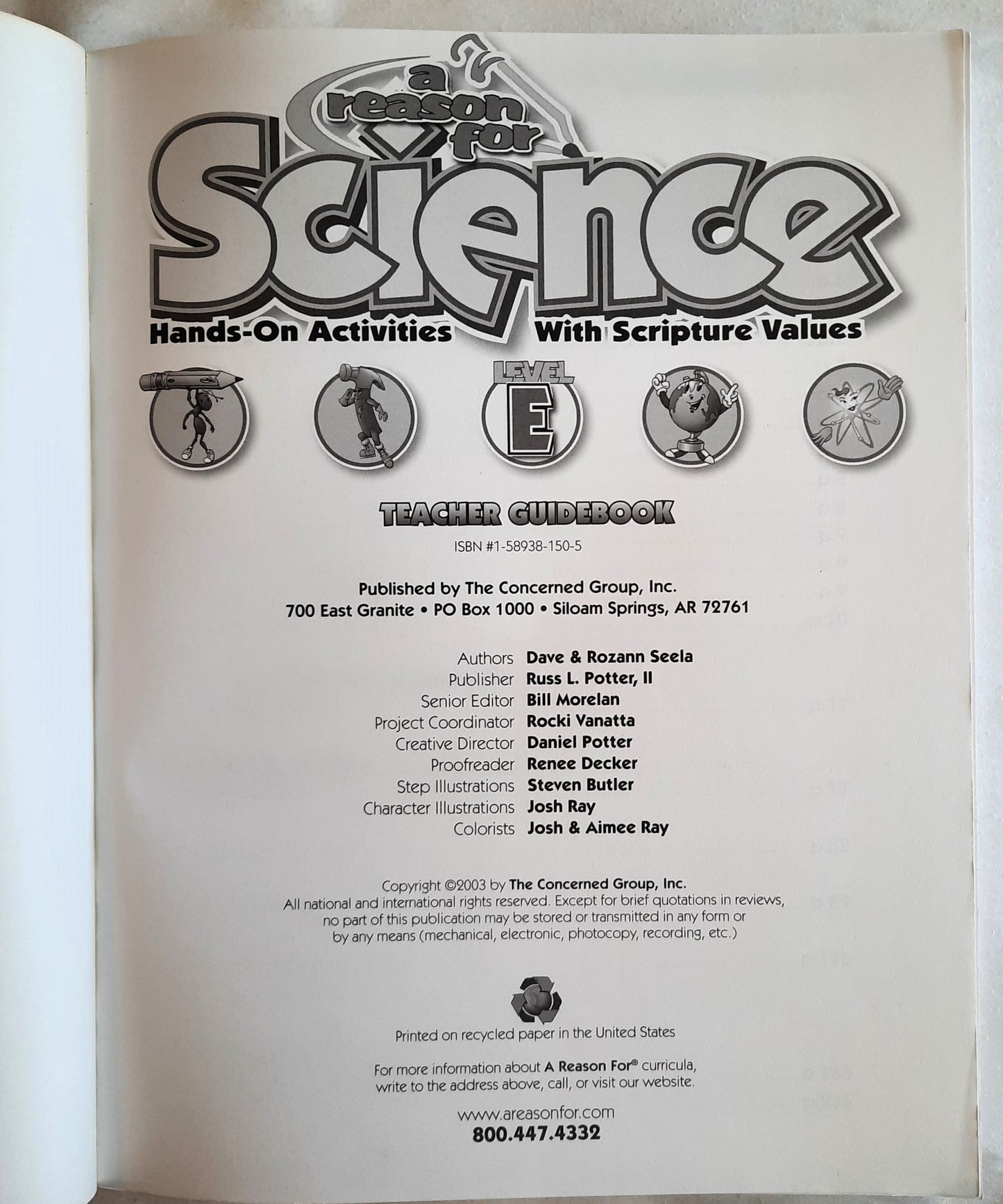 A Reason for Science Level E Teacher Guidebook by Dave & Rozann Seela (New, 2003, Pbk, 240 pages, The Concerned Group)