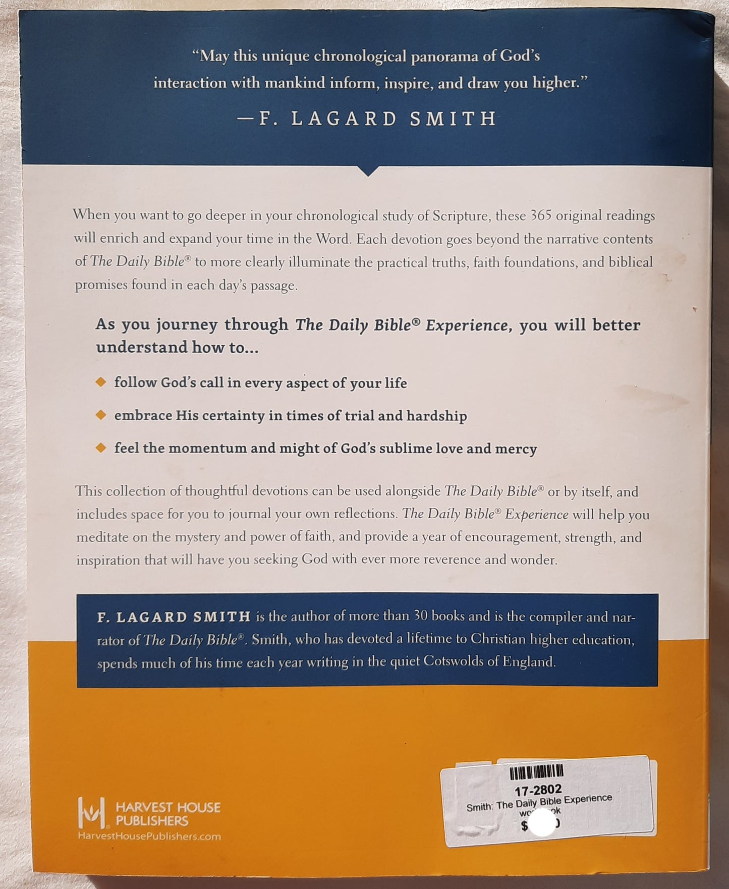 The Daily Bible Experience: 365 Life-Changing Readings to Make God's Word Personal by F. Lagard Smith (New, 2020, Pbk, 384 pgs)