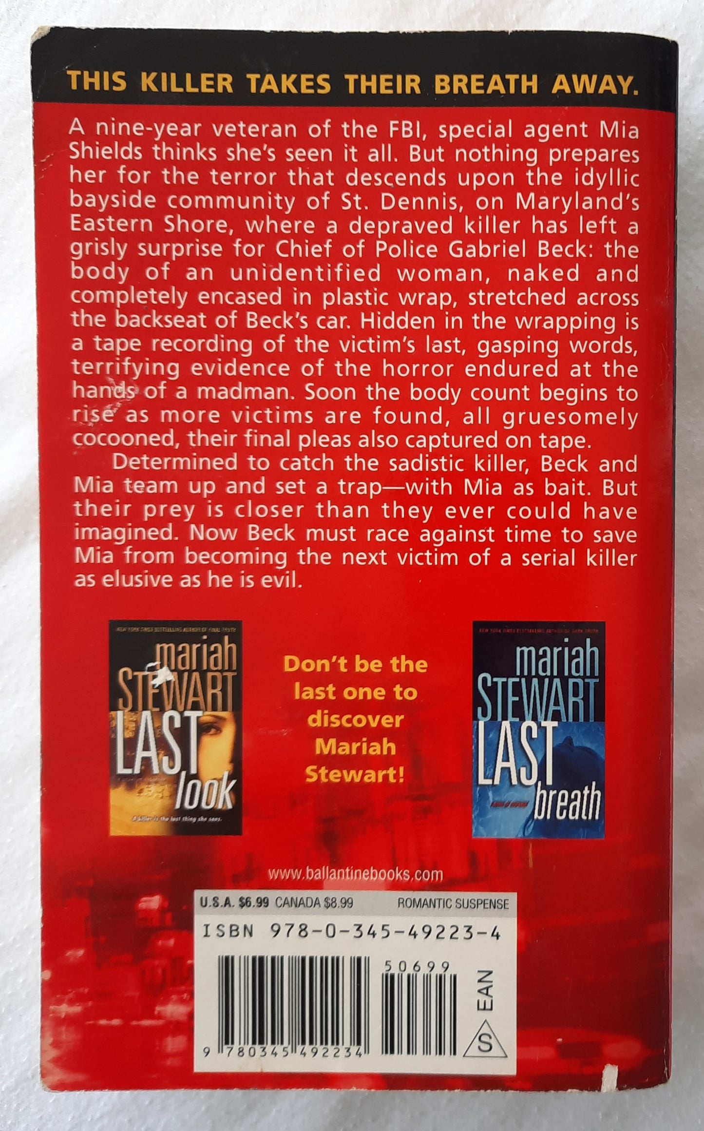 Last Words #2 by Mariah Stewart (Good, 2007, Pbk, 369 pages, Ballantine Books)
