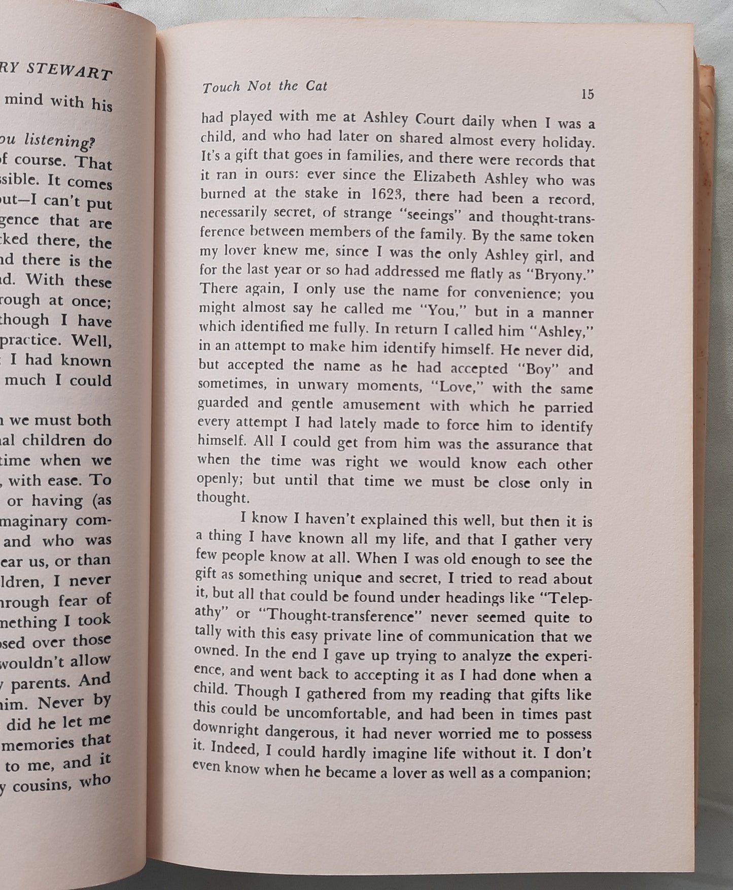 Touch Not the Cat by Mary Stewart (Very good, 1976, HC, 336 pages, William Morrow & Co.)