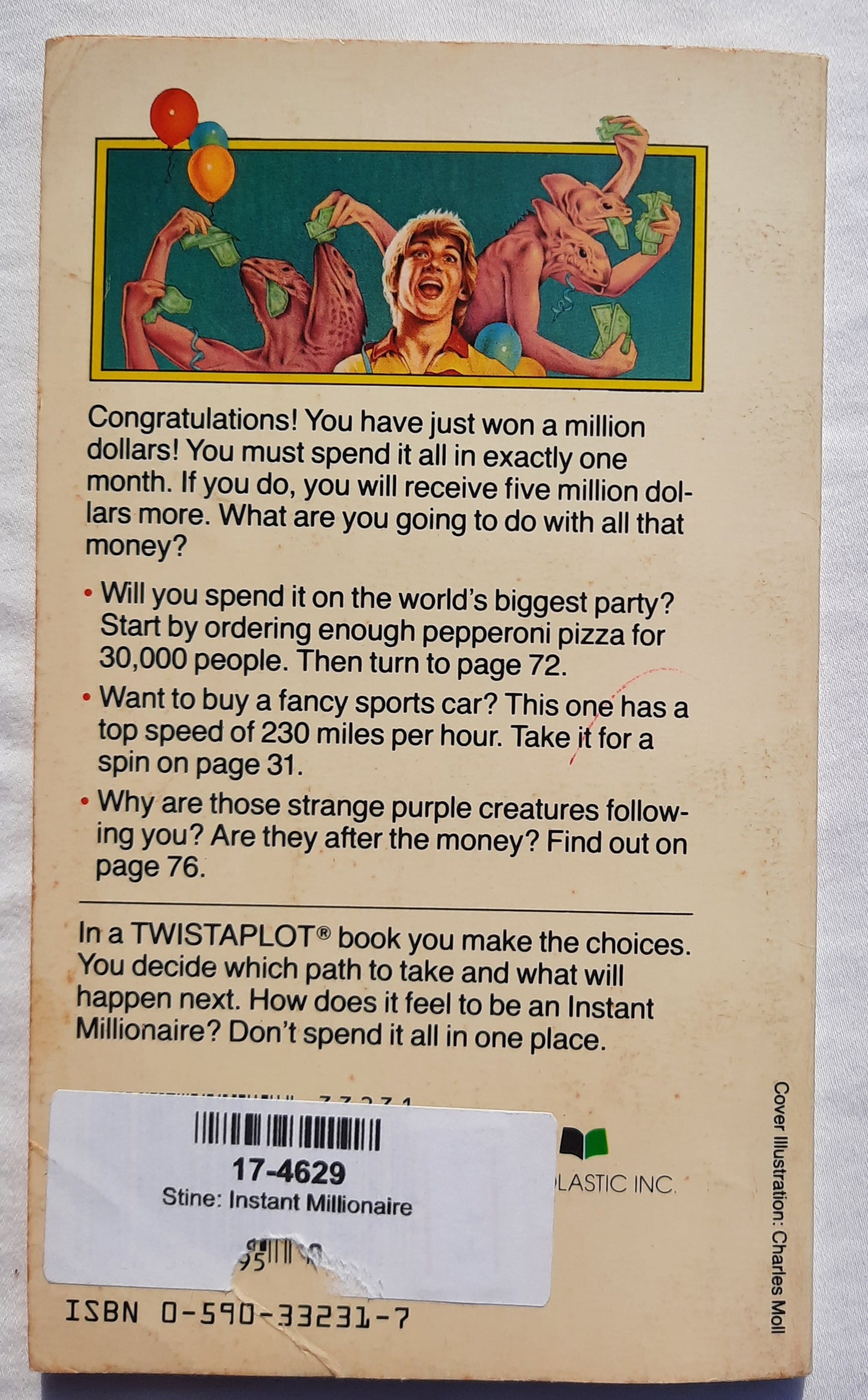 Twist-a-Plot: Instant Millionaire by R.L. Stine (Good, 1984, Pbk, 93 pages, Scholastic)