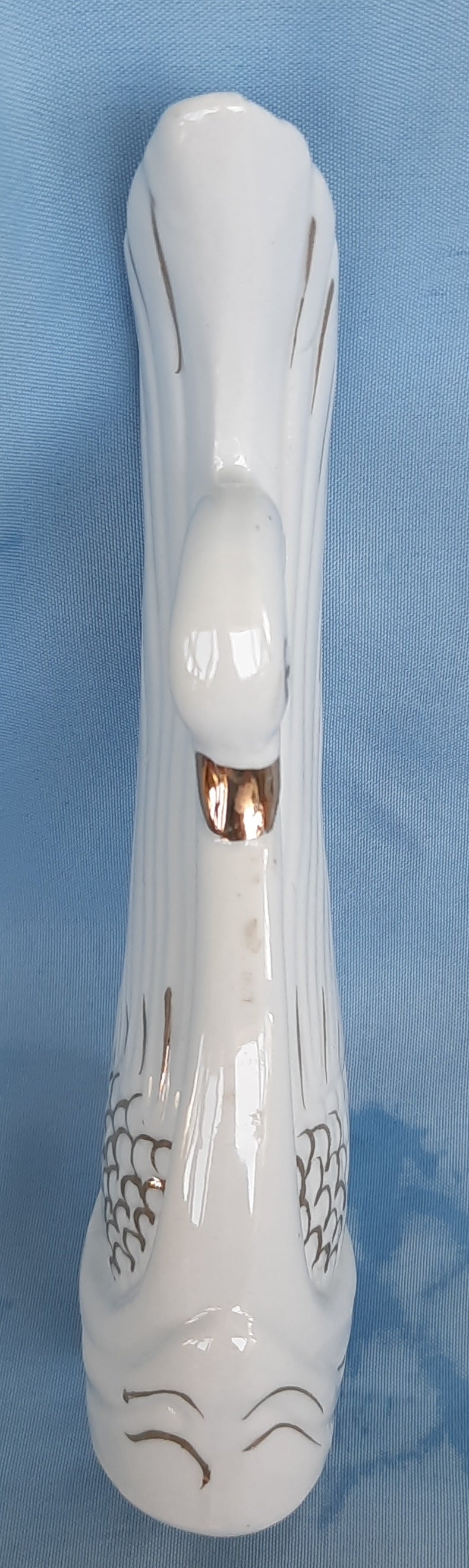 Vintage Porcelain Swan Bud Vase with Gold trim Made in China 6" - VERY GOOD Condition