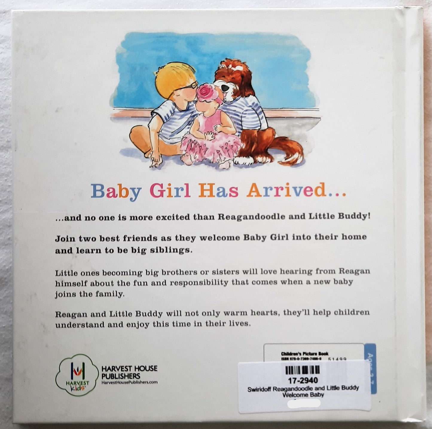Reagandoodle and Little Buddy Welcome Baby by Sandi Swiridoff (New, 2019, HC, 48 pages, Harvest House)
