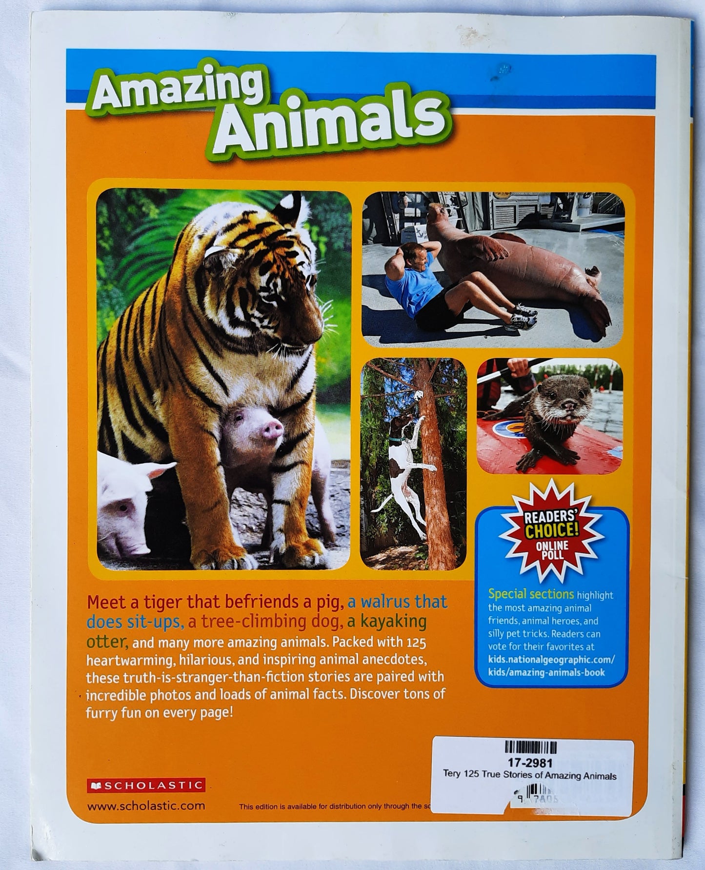 125 True Stories of Amazing Animals by Robin Terry (Good, 2012, Pbk, 112 pages, Scholastic)
