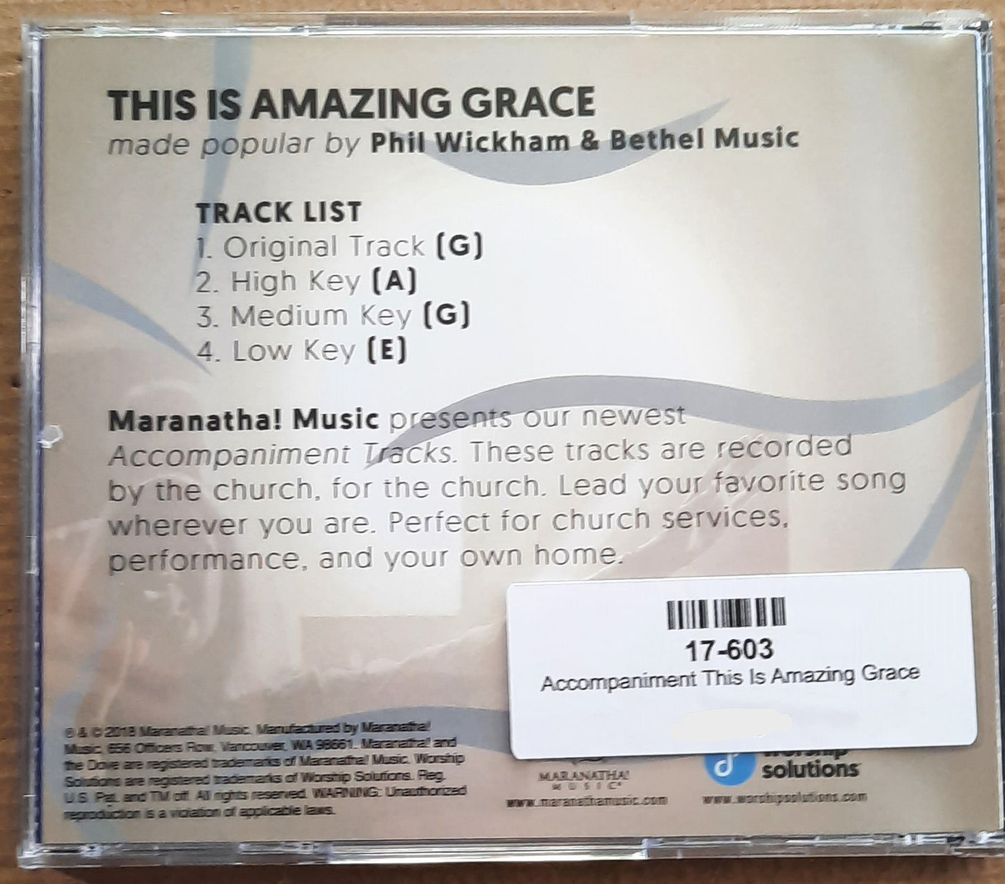 This Is Amazing Grace Accompaniment/Performance Track Audio CD Worship Solutions