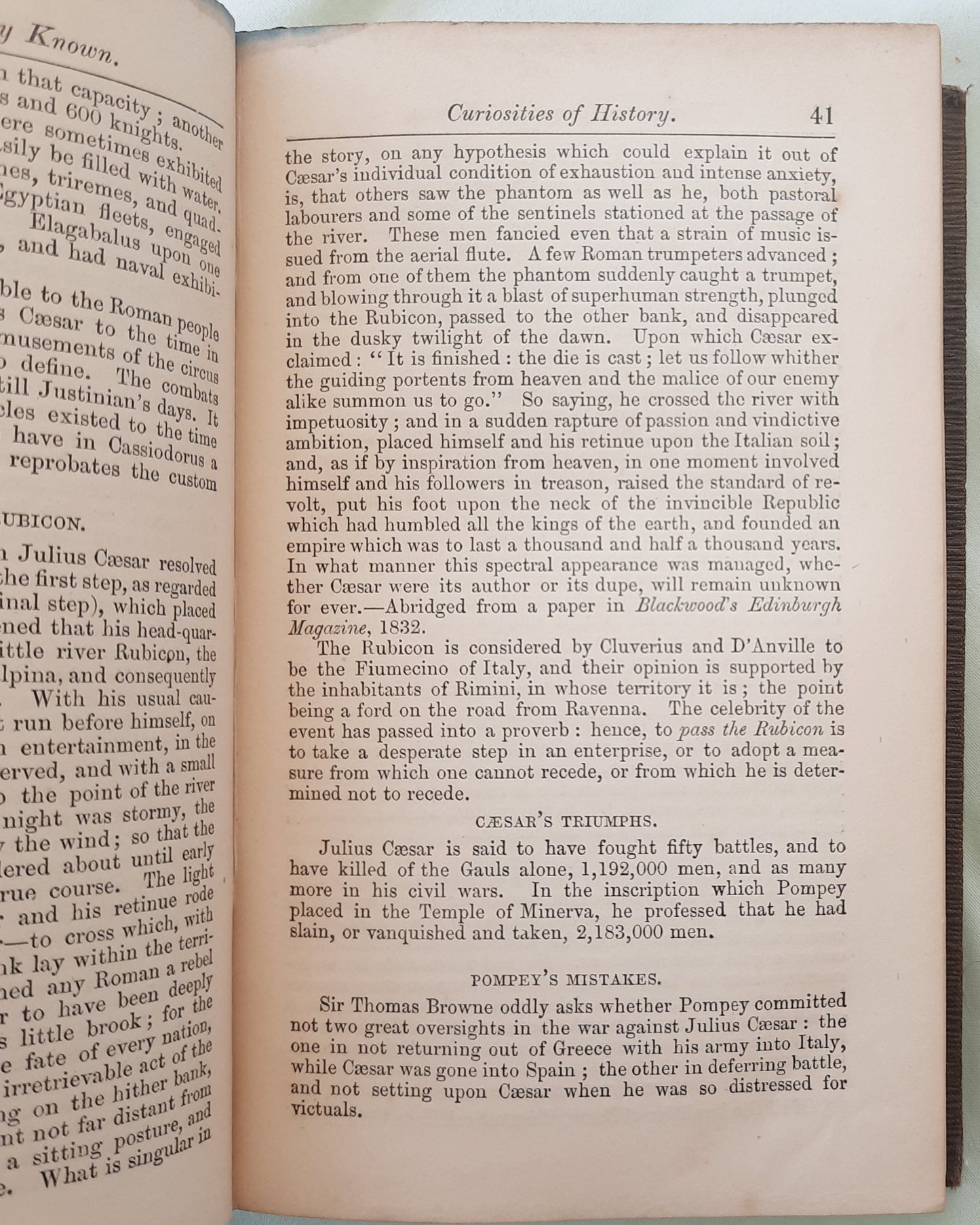 Curiosities of History by John Timbs F.S.A. (Good, 1857, HC, 279 pages, Davis Bogue, Fleet Street) RARE First Edition!