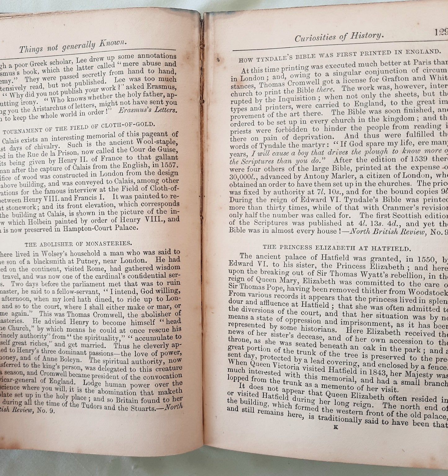 Curiosities of History by John Timbs F.S.A. (Good, 1857, HC, 279 pages, Davis Bogue, Fleet Street) RARE First Edition!