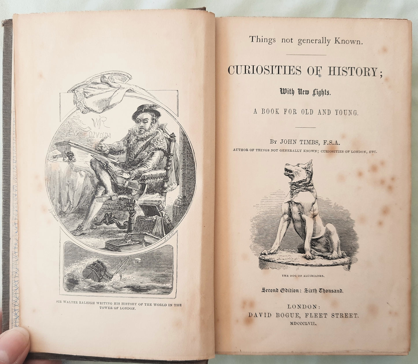 Curiosities of History by John Timbs F.S.A. (Good, 1857, HC, 279 pages, Davis Bogue, Fleet Street) RARE First Edition!
