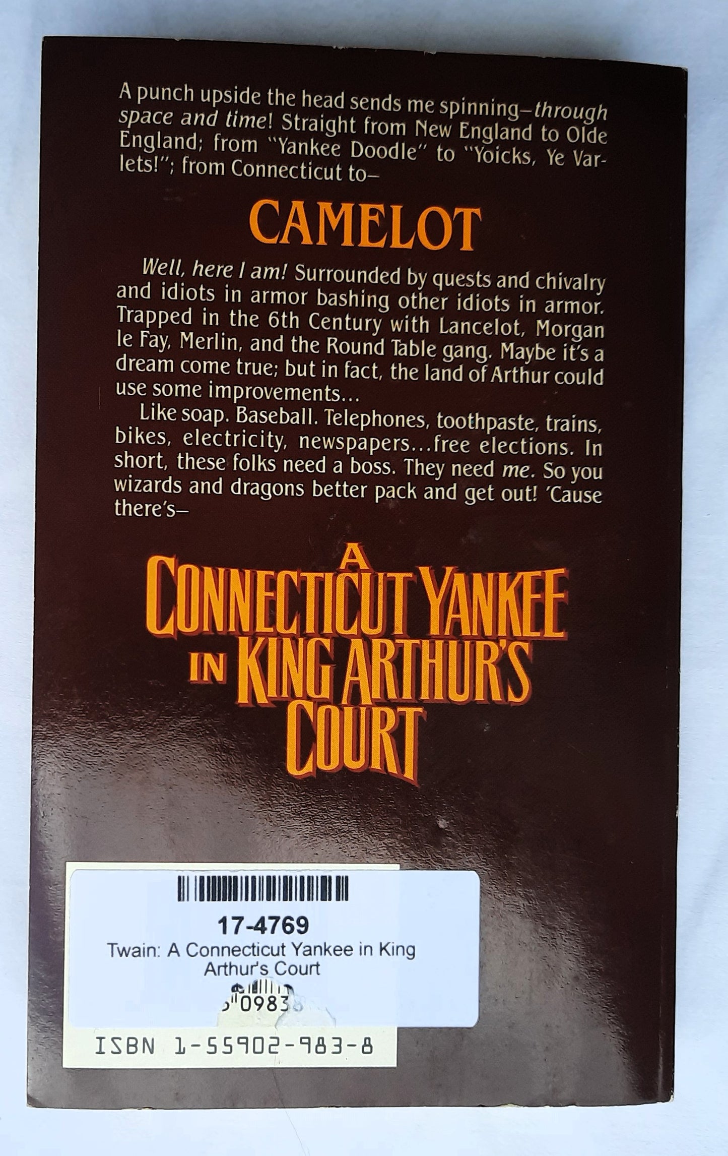 A Connecticut Yankee in King Arthur's Court by Mark Twain (Good, 1988, Pbk, 334 pages, Doherty Associates)