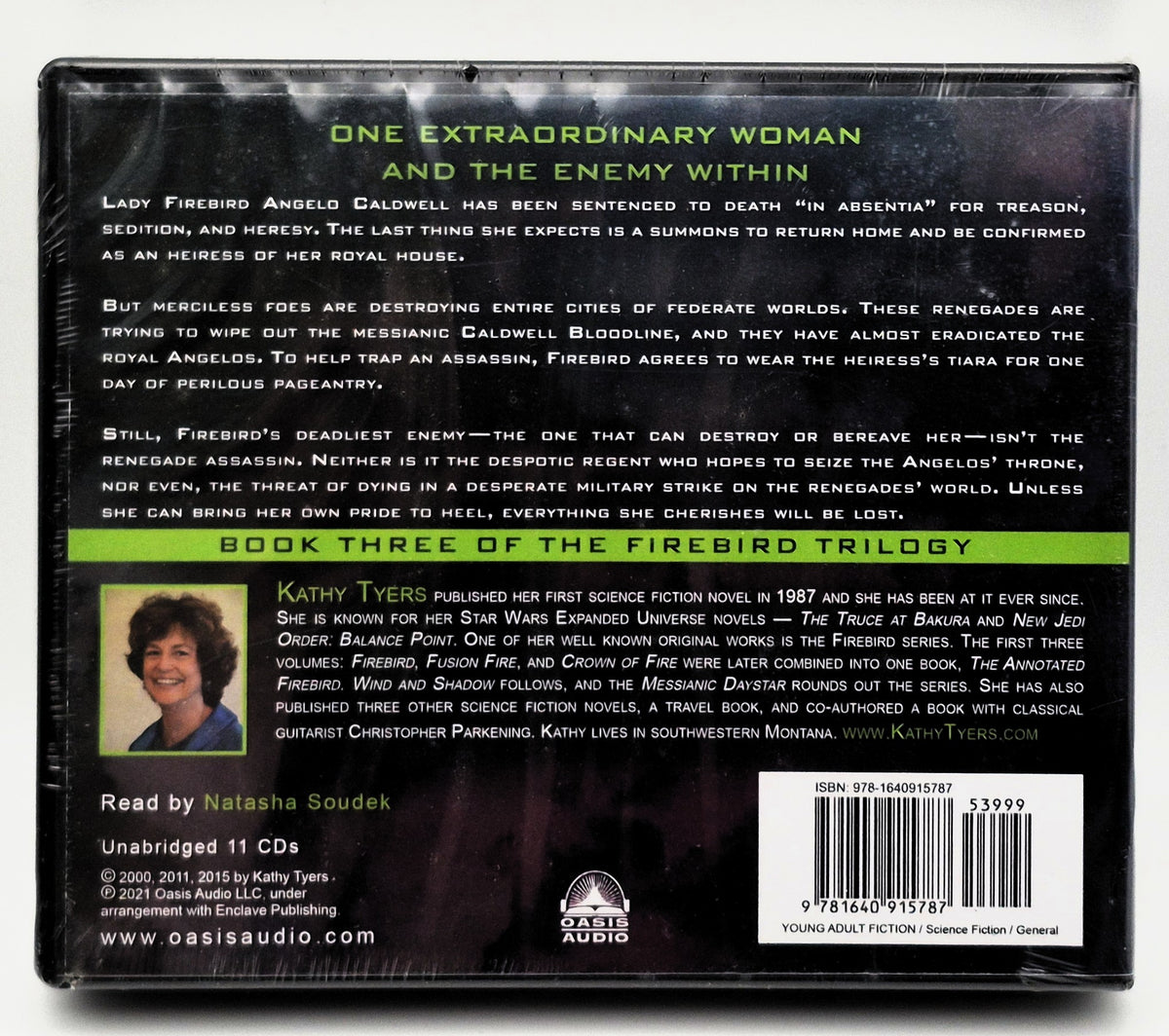 Crown of Fire #3 by Kathy Tyers; read by Natasha Soudek (Firebird series, Unabridged, 11 CD Audiobook, New, 2021, Oasis Audio)