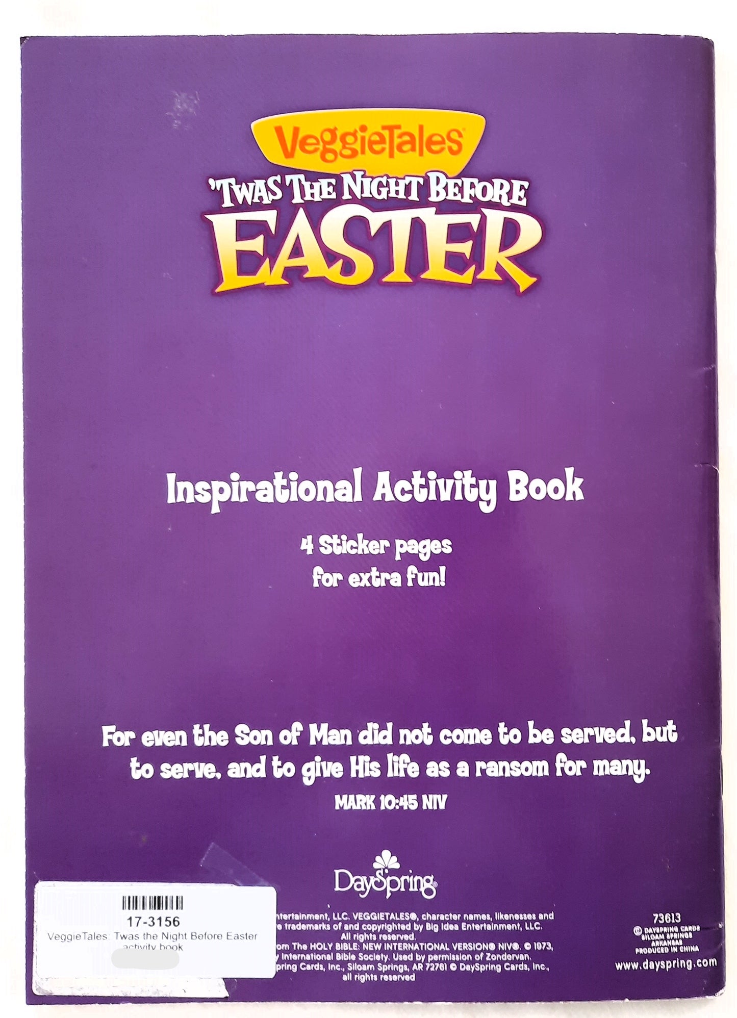 VeggieTales 'Twas the Night Before Easter Inspirational Activity Book NEW, 2014, Pbk, Dayspring)