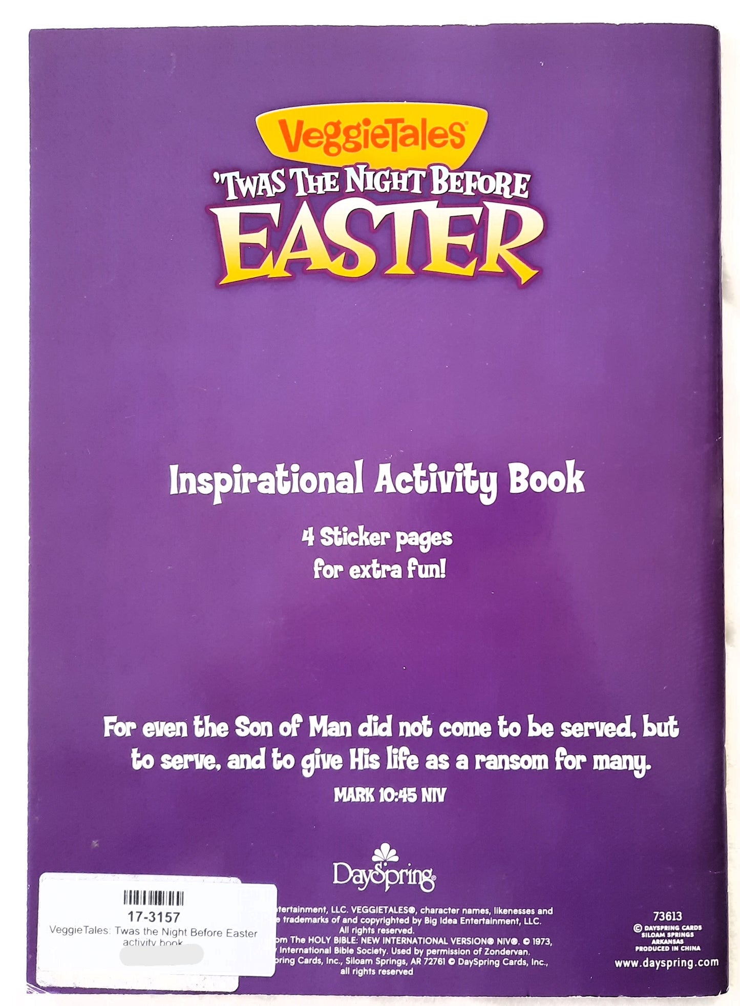 VeggieTales 'Twas the Night Before Easter Inspirational Activity Book NEW, 2014, Pbk, Dayspring)