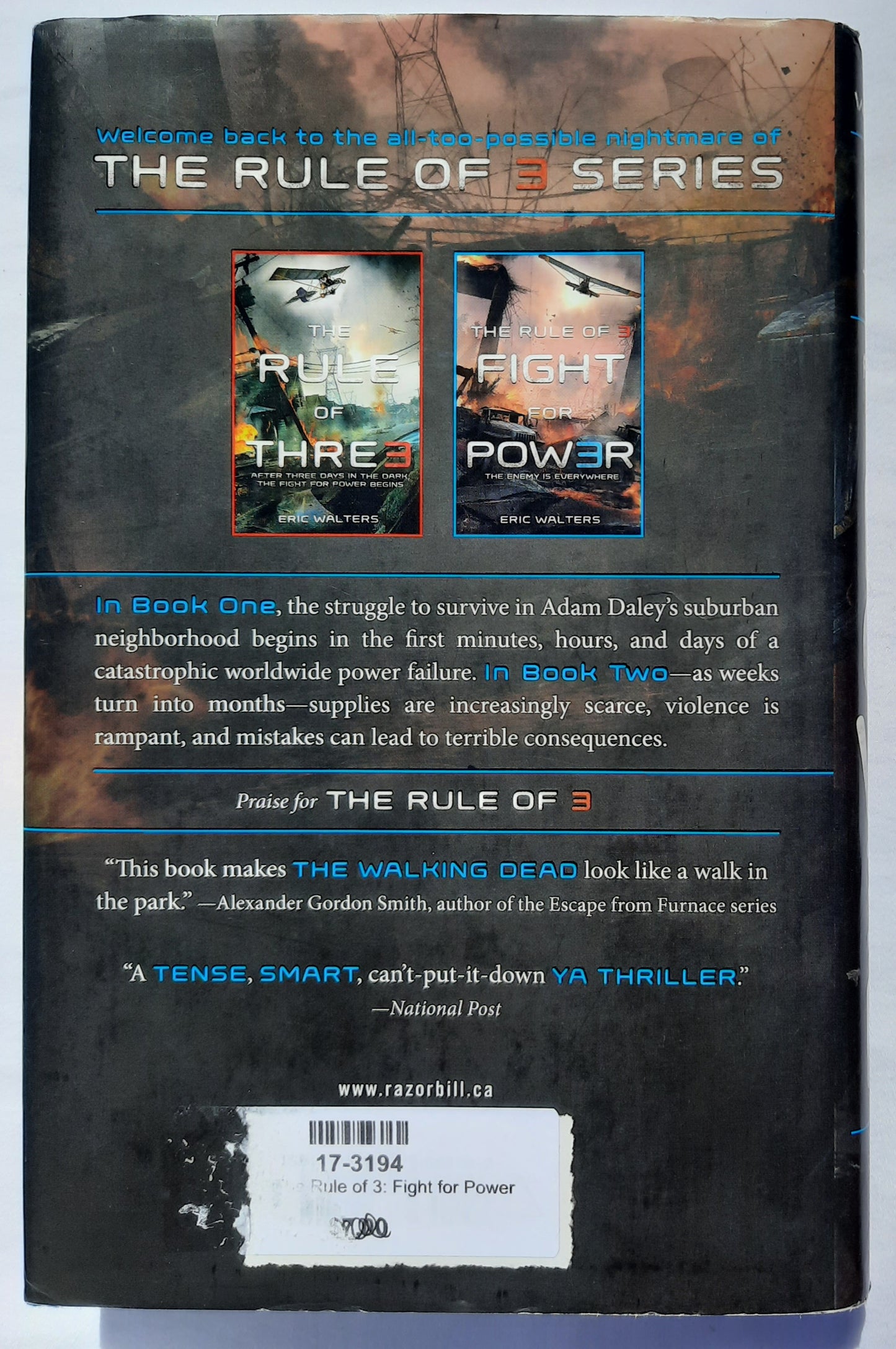 The Rule of 3: Fight for Power #2 by Eric Walters (Very good, 2013, HC, 346 pages, Razorbill Canada)
