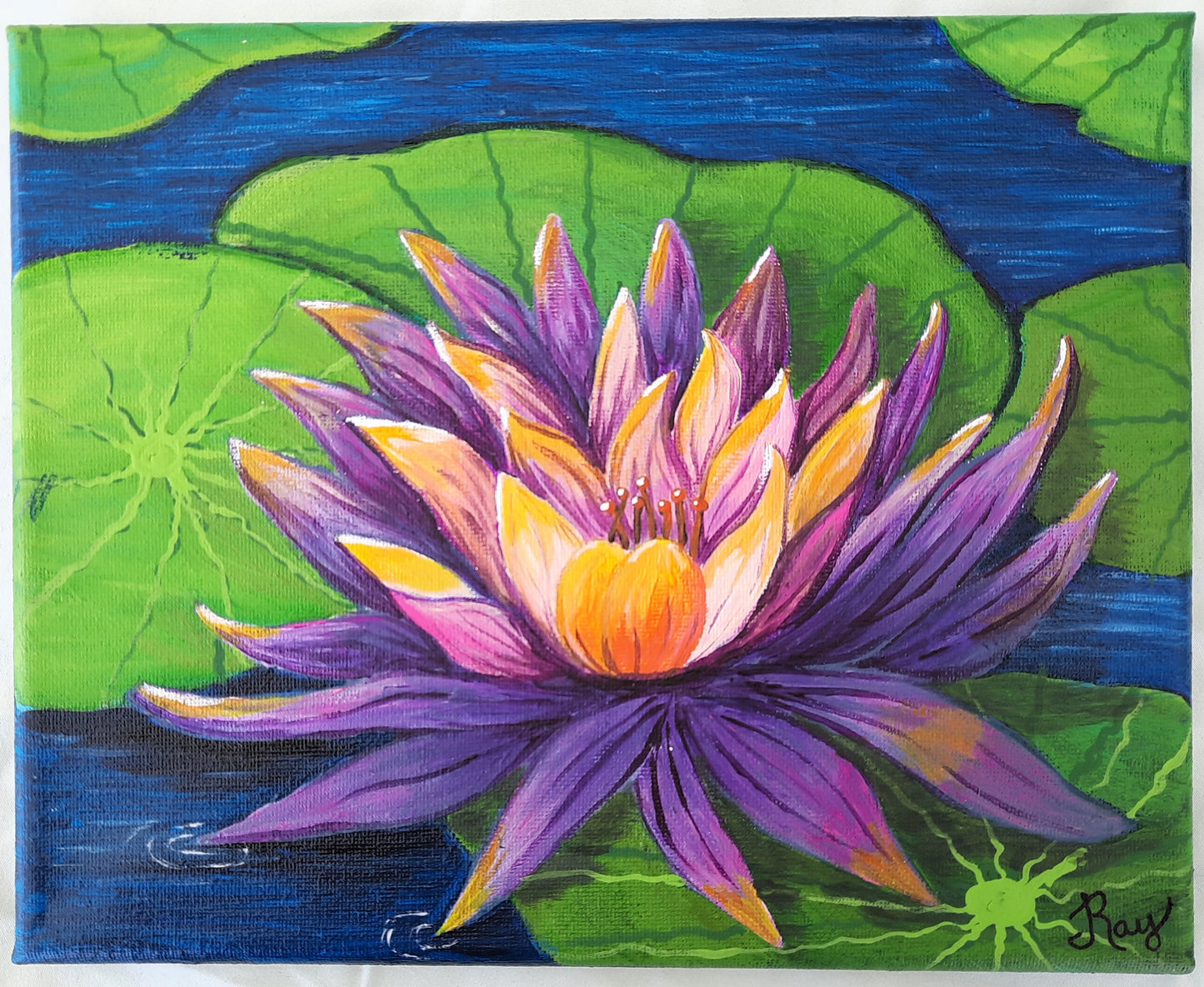 Acrylic Painting 8x10 inches "Water Lily" by T.Ray