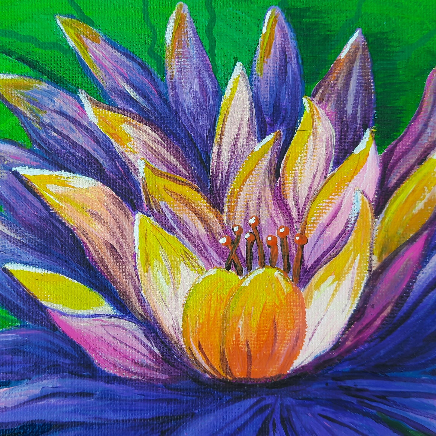 Acrylic Painting 8x10 inches "Water Lily" by T.Ray