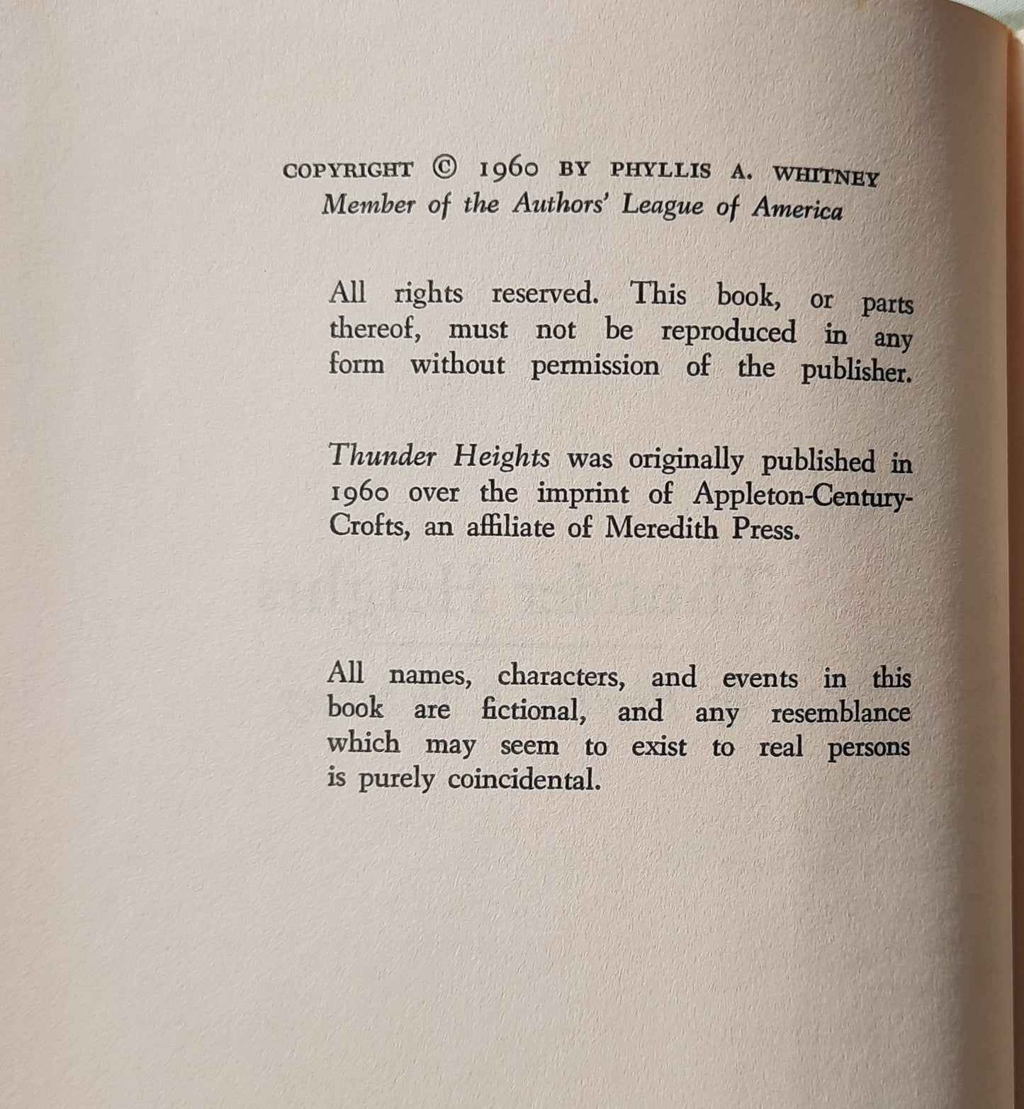 Thunder Heights / Window on the Square by Phyllis A. Whitney (Very good, 1960, HC, 505 pages, Meredith Press)