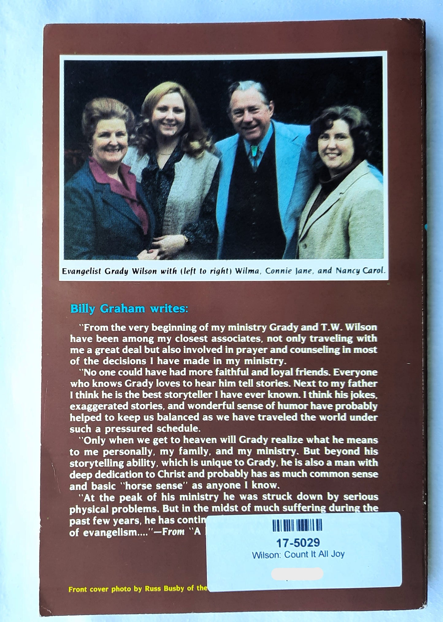 Count It All Joy by Grady Wilson (Very Good, 1984, Pbk, 203 pages, Broadman Press)