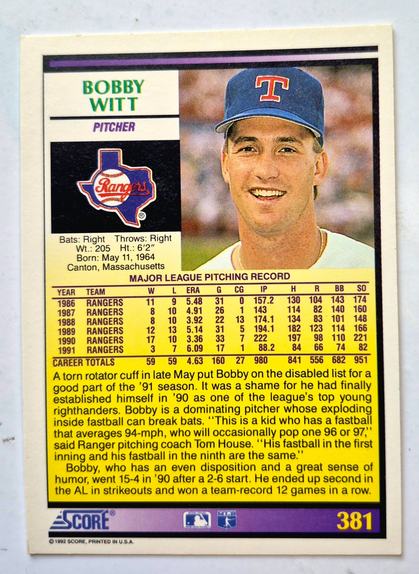 Bewertung '92 Bob Tewksbury Pitcher Saint Louis Cardinals #282 Baseballkarte Near Mint