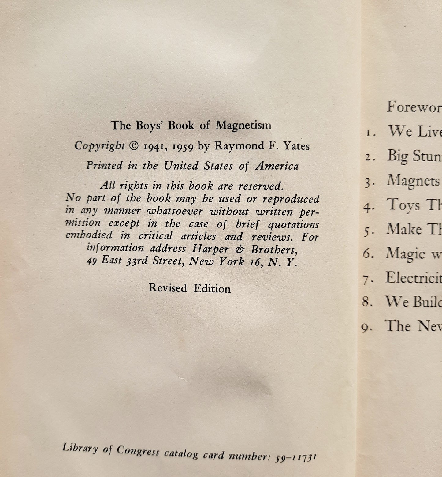 The Boys' Book of Magnetism by Raymond F. Yates (Good, 1959, HC, 161 pages, Harper & Brothers)