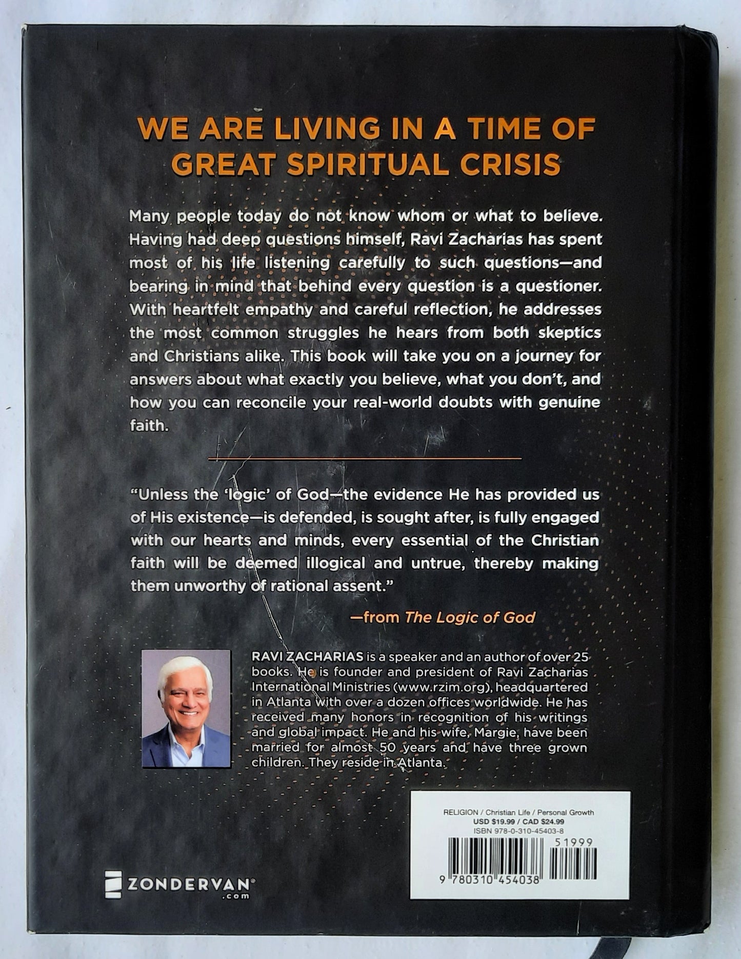 The Logic of God: 52 Christian Essentials for the Heart and Mind by Ravi Zacharias (Very good, 2019, HC, 306 pages, Zondervan)