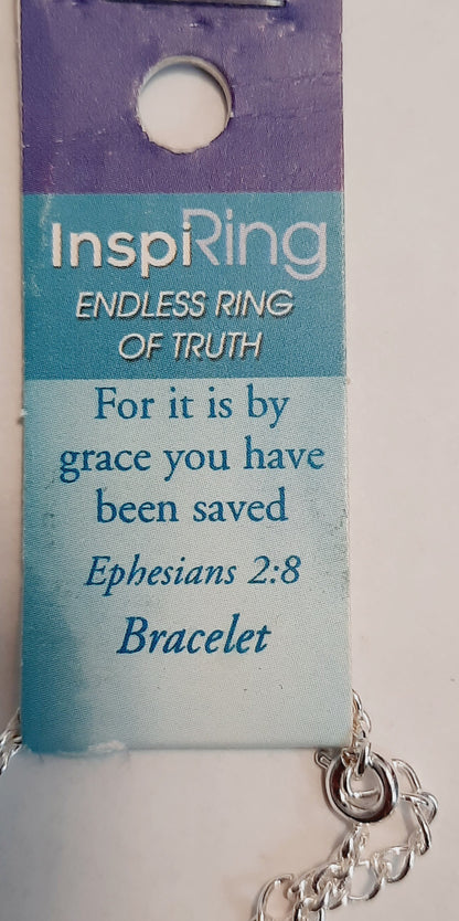 Bracelet Endless Ring of Truth Ephesians 2:8 NEW, Silver-Tone