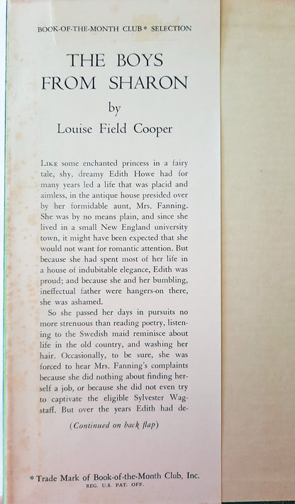 The Boys From Sharon by Louise Field Cooper (Vintage, Good, HC, 1950)