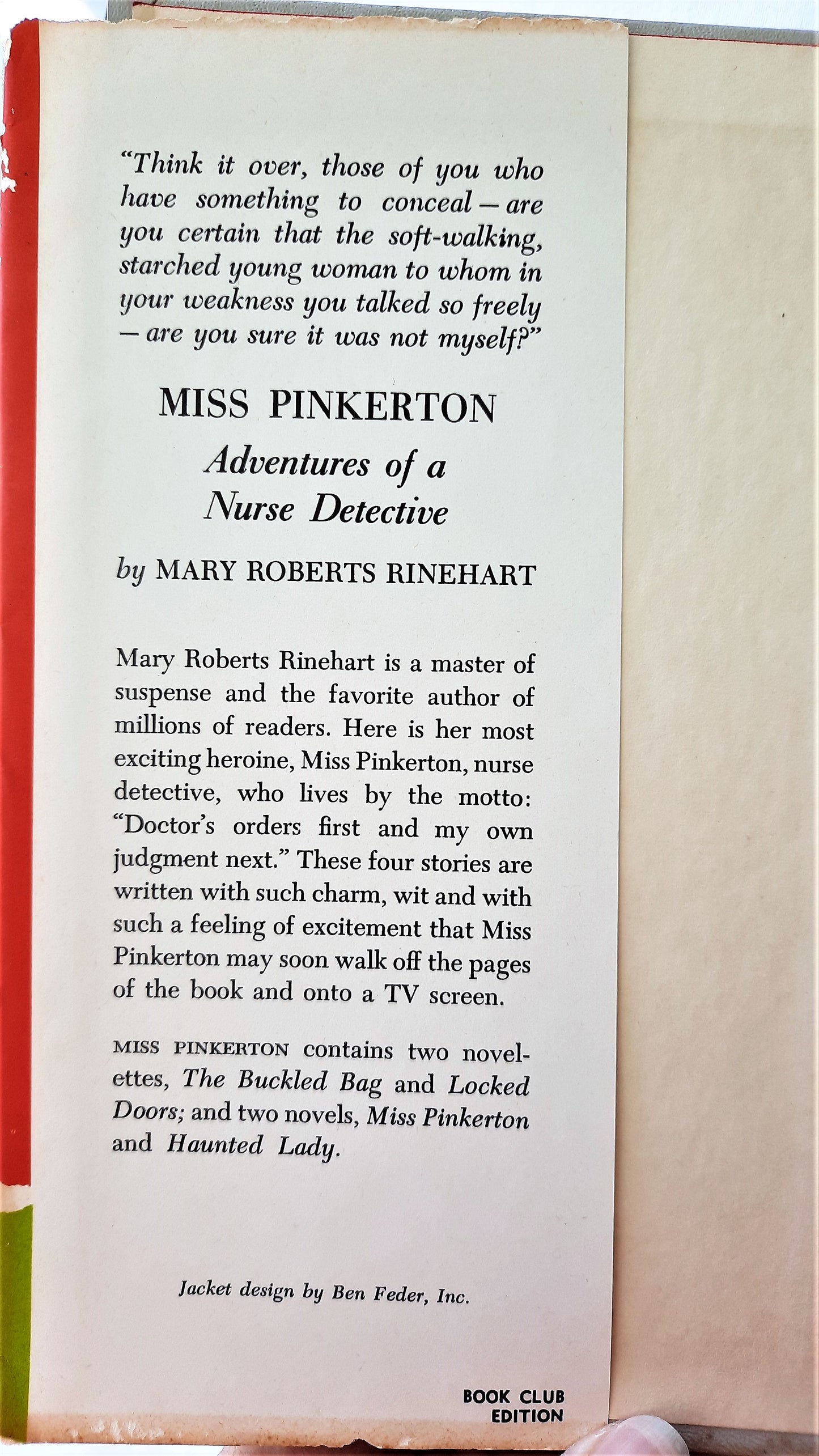 Miss Pinkerton: Adventures of a Nurse Detective by Mary Roberts Rinehart (Very good, 1959, HC)