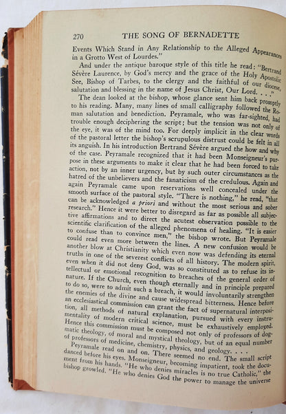 The Song of Bernadette by Franz Werfel (Good, HC, 1944, Sun Dial Press, 404 pgs)