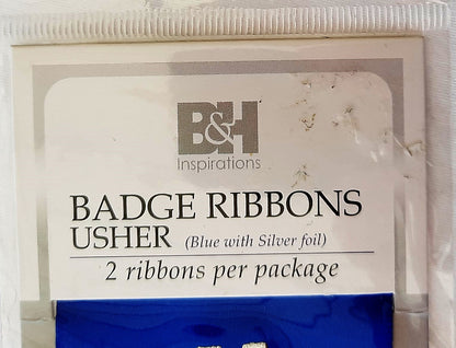 Usher Badge Ribbons Blue w/Silver Foil B&H New 2 pack