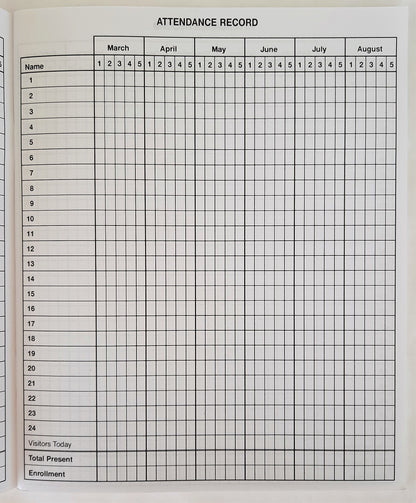 Sunday School Attendance Book No. 182S for Churches NEW Broadman Church Supplies