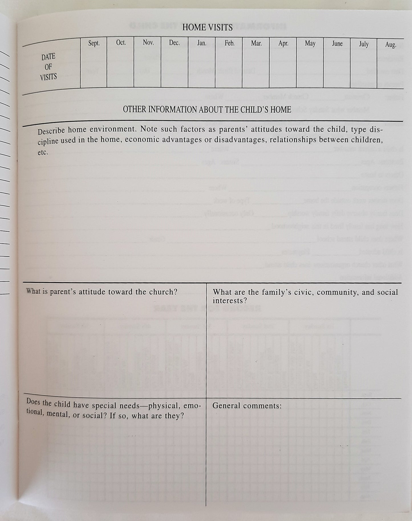 Children's Sunday School Group Record Book Form 186-S for churches NEW B&H Press