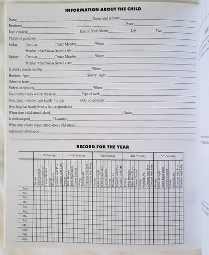 Children's Sunday School Group Record Book Form 186-S for churches NEW B&H Press