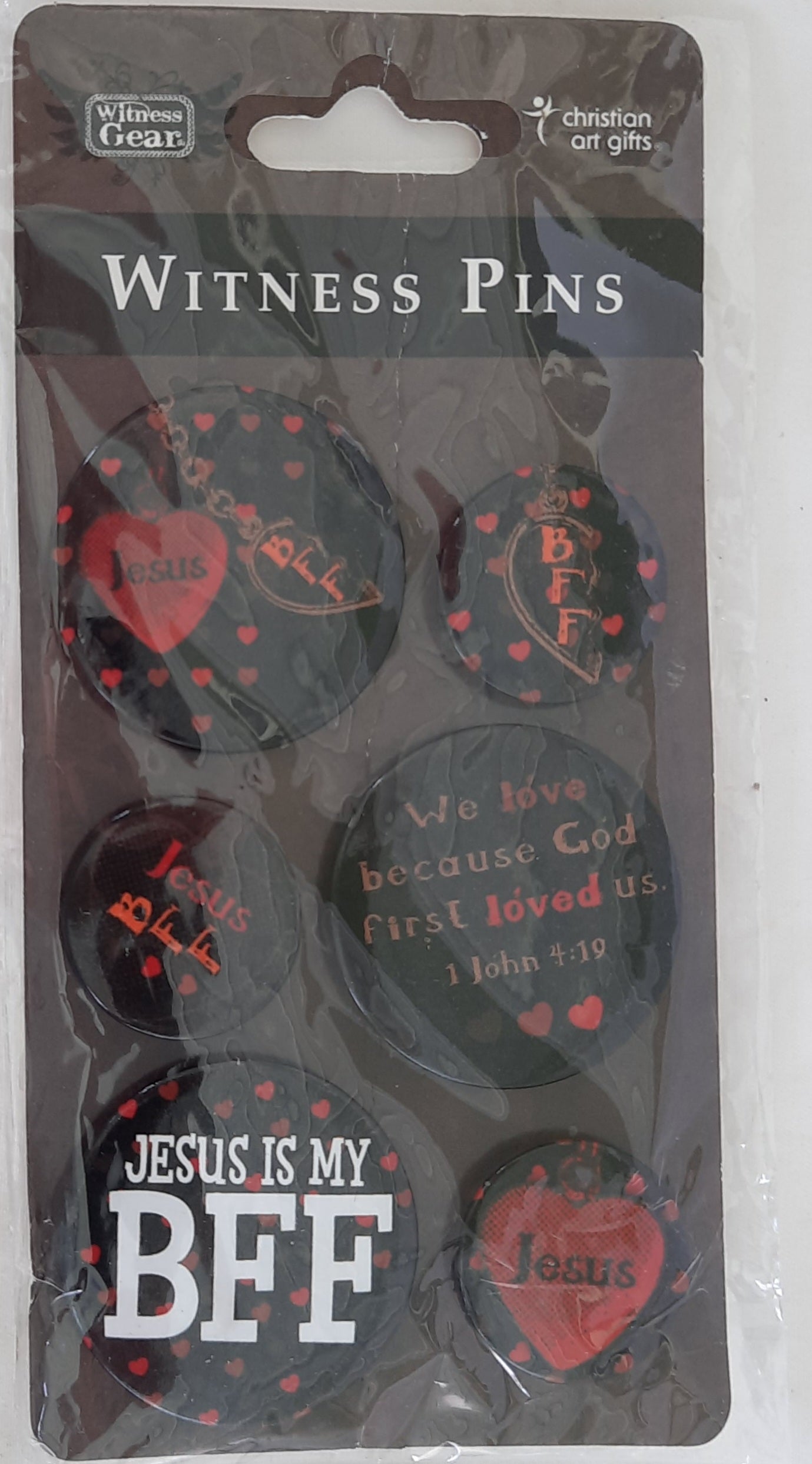 Jesus is My BFF Witness Pins (New, 6 pack, Tin, Christian Art Gifts)