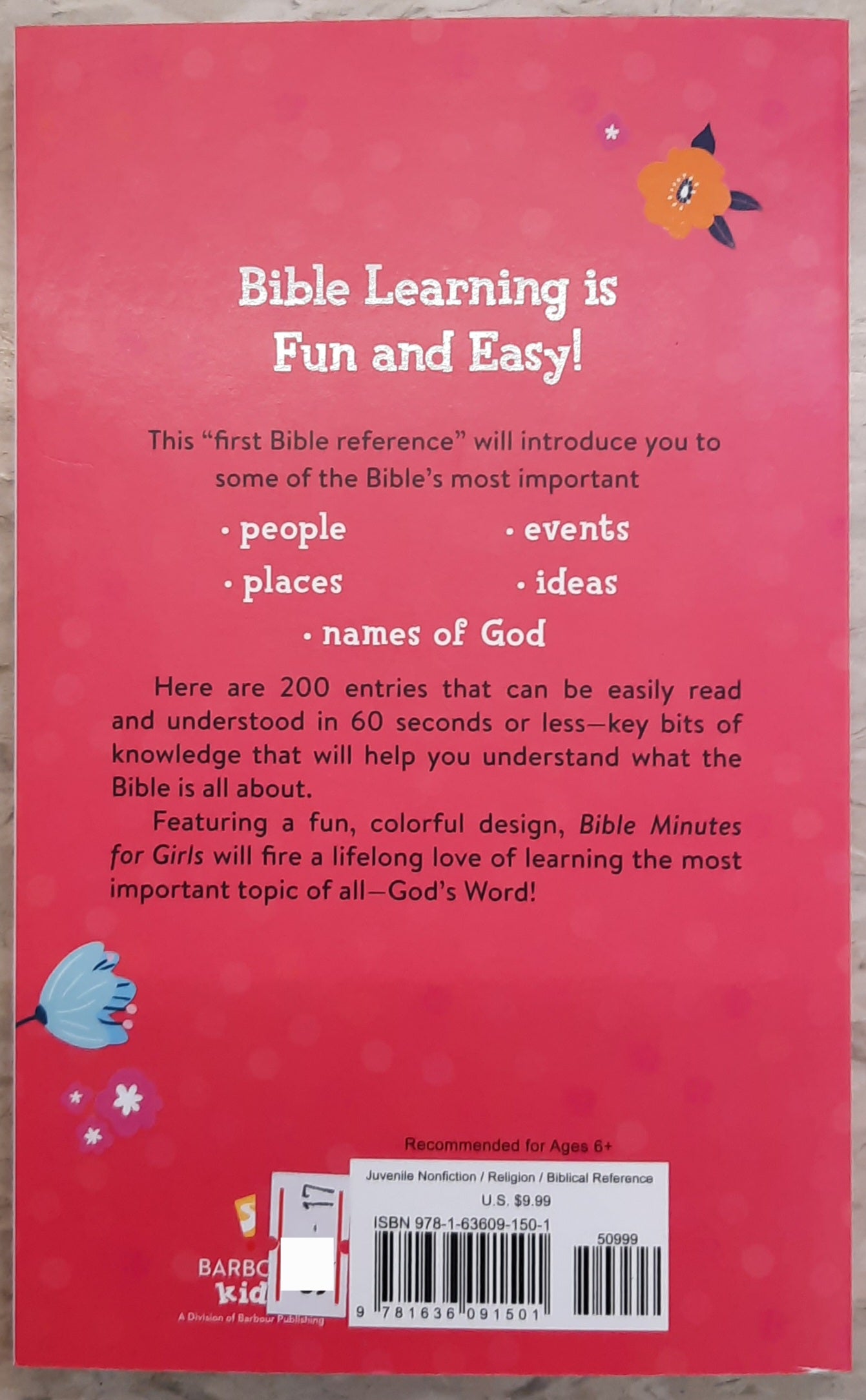 Bible Minutes for Girls by Barbour Publishing (New, 2021, Pbk, 206 pages)