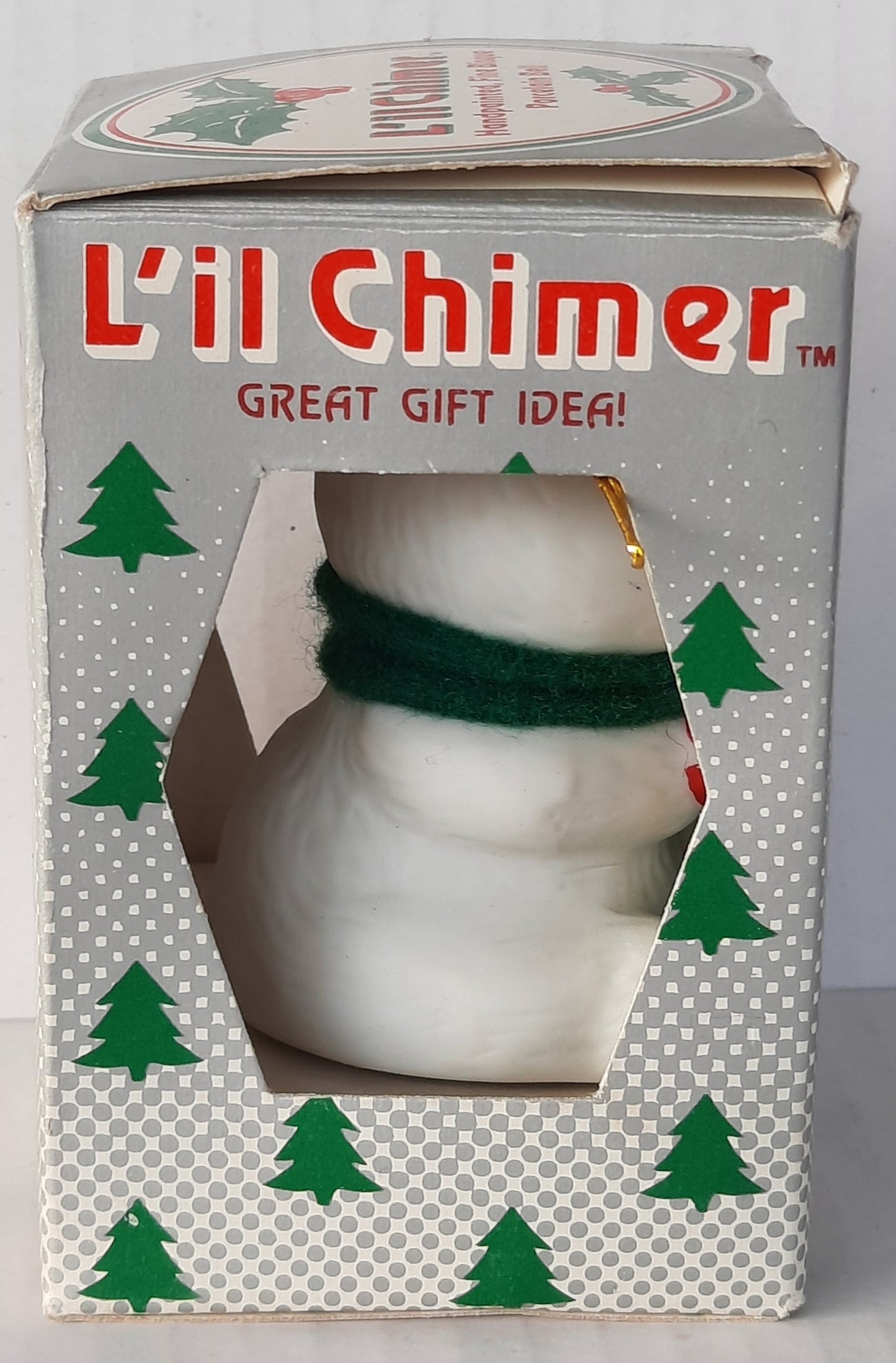 L'il Chimer Hand Painted Bisque Collectible Polar Bear Holiday Bell - like new condition