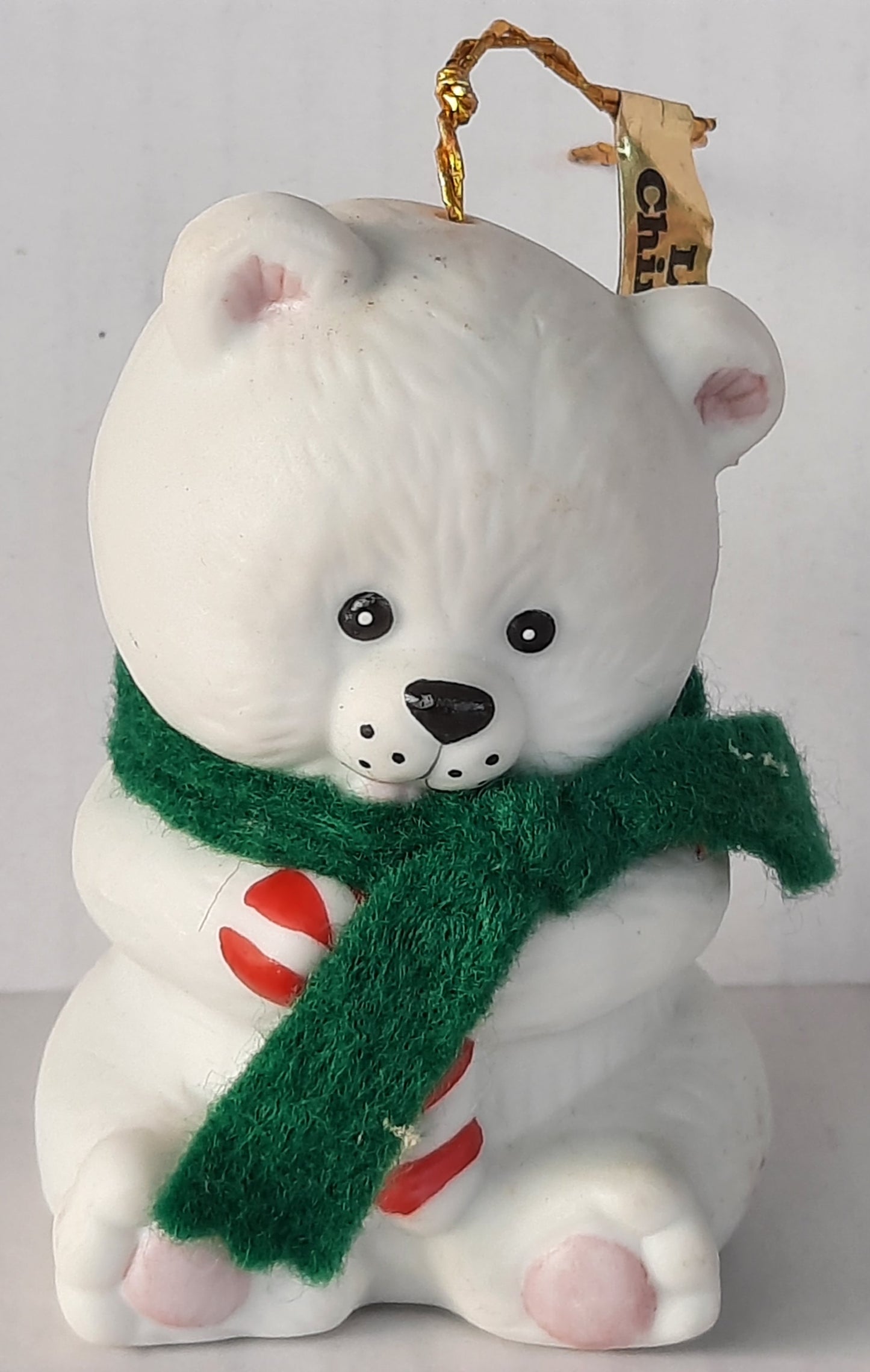 L'il Chimer Hand Painted Bisque Collectible Polar Bear Holiday Bell - like new condition