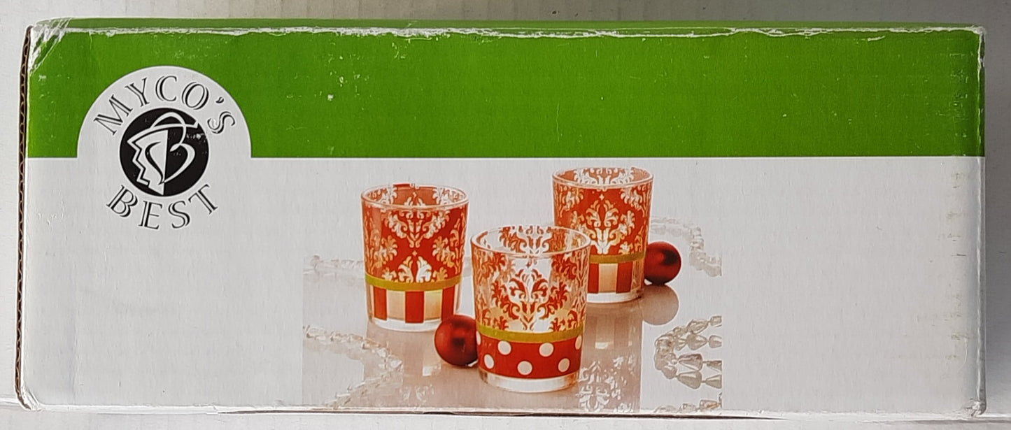 Damask Votive Holder Set of 3 Tealights by Myco's Best (New)