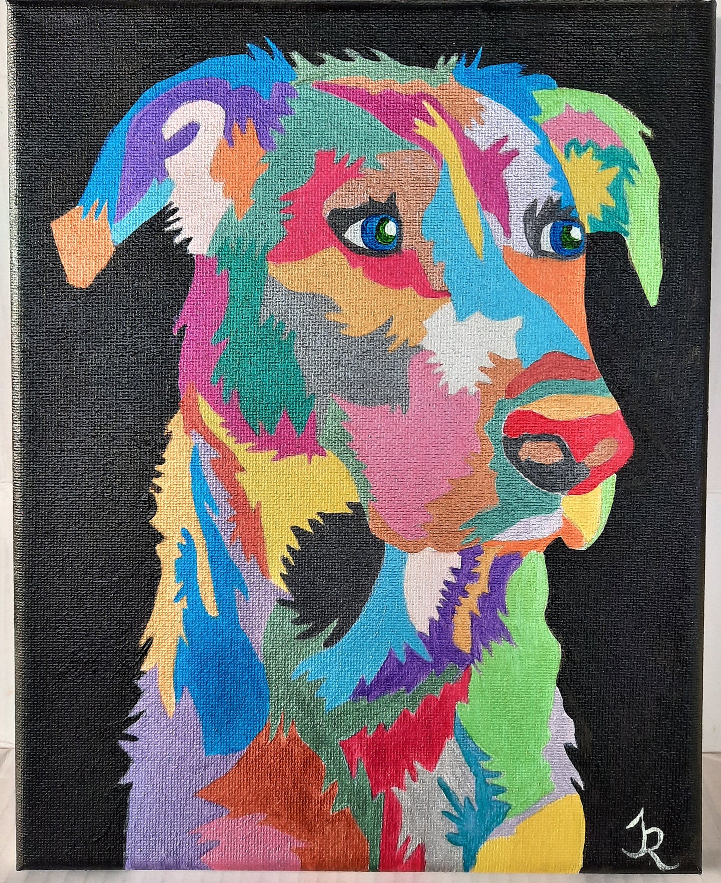 Acrylic Painting 8x10 in. Color Dog #3 by T.Ray (New, stretched canvas)