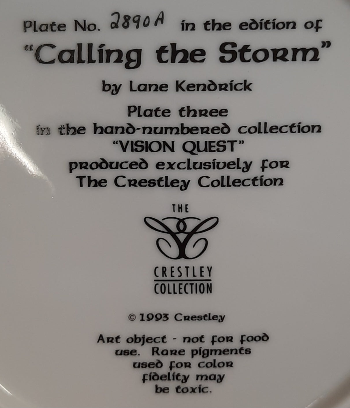 Calling the Storm Plate 2890A by Lane Kendrick Crestley Collection - Collectible in very good condition