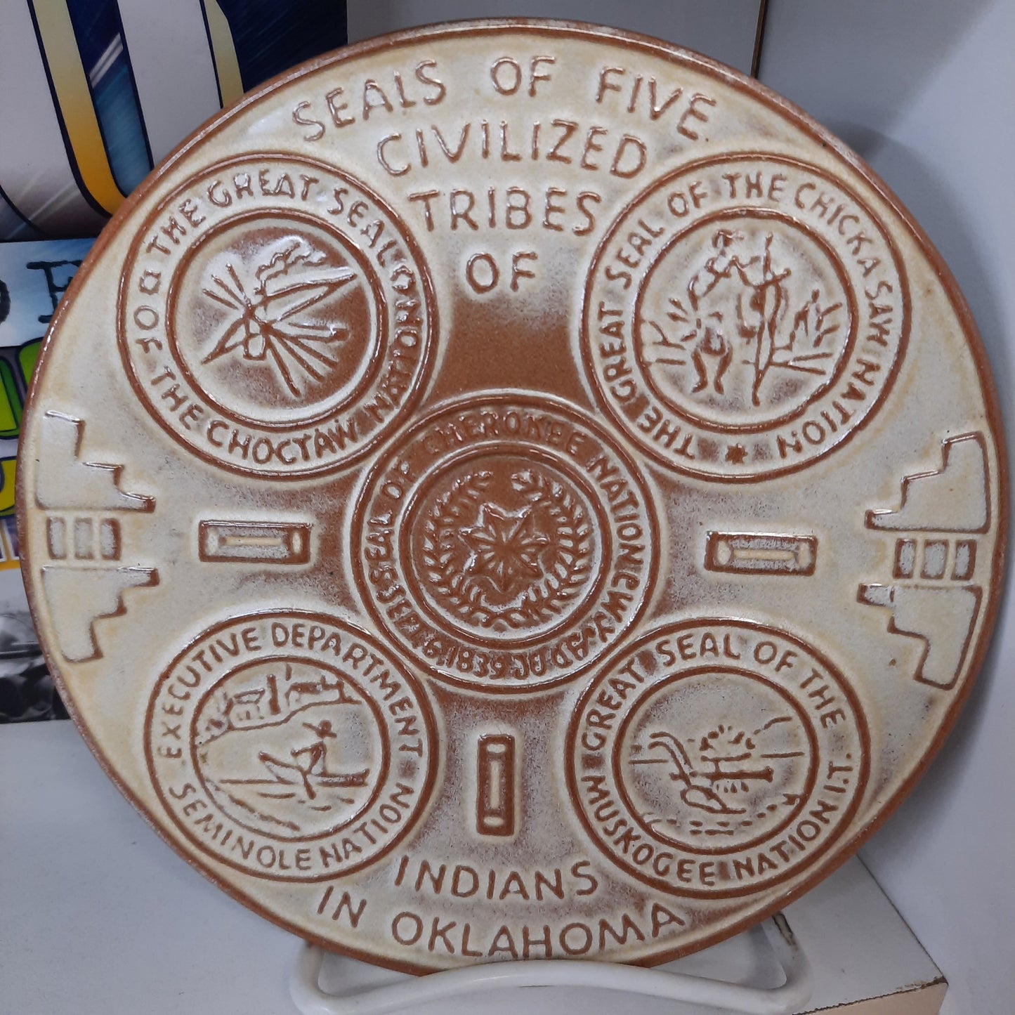 Seals of Five Civilized Tribes of Indians of Oklahoma by Frankoma Trivet Collectible