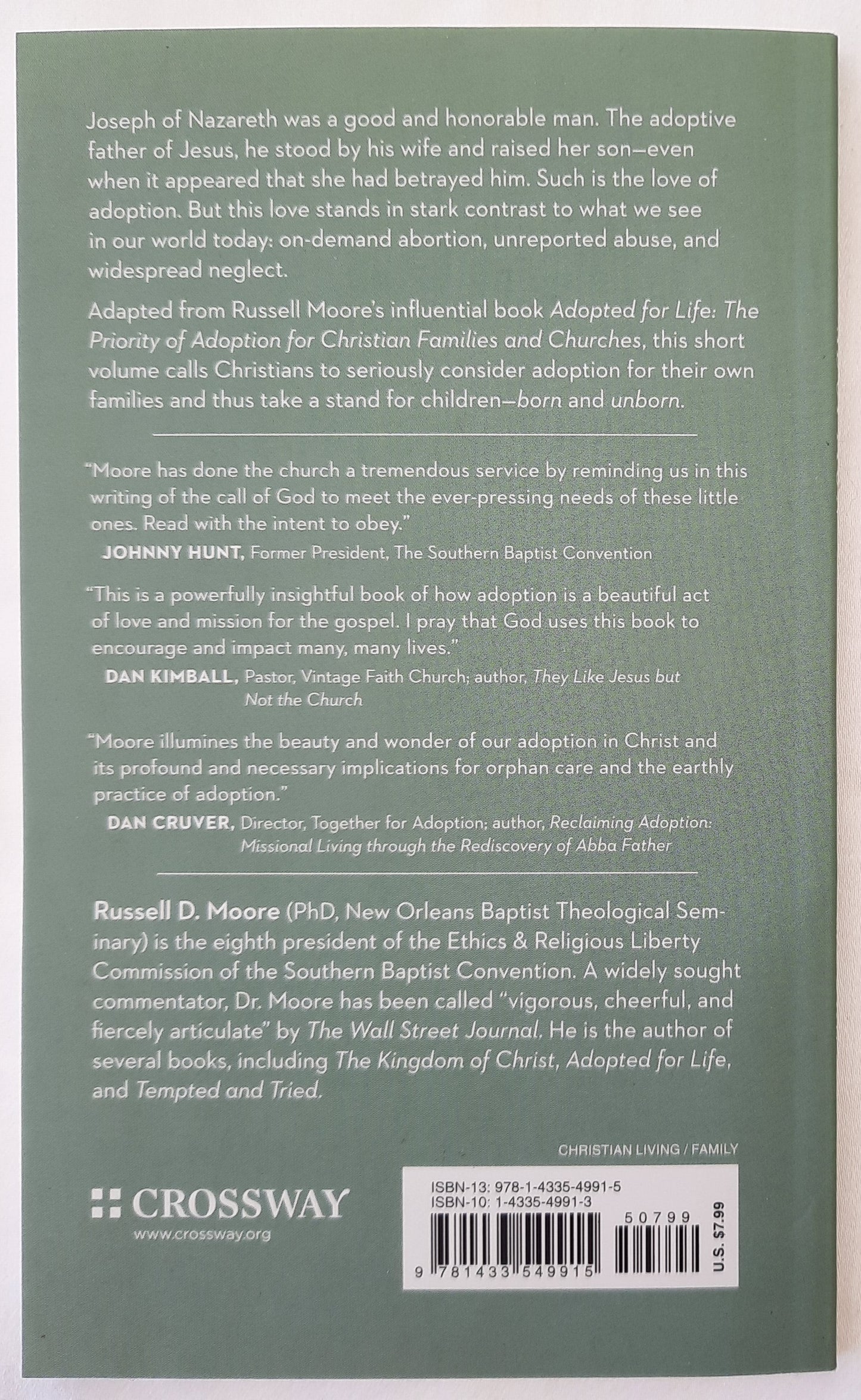 Adoption: What Joseph of Nazareth Can Teach Us About This Countercultural Choice by Russell Moore (New, 2015, Pbk, 61 pgs, Crossway)