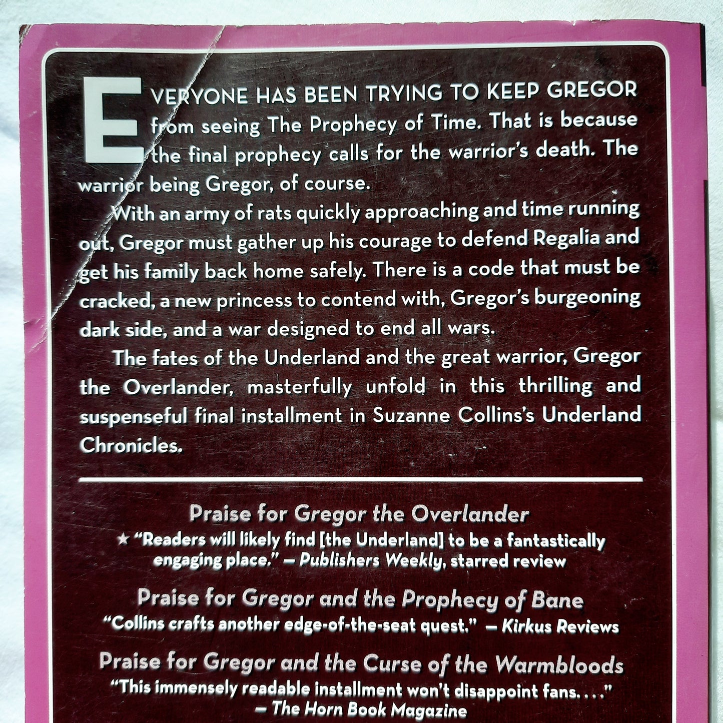 Gregor and the Code of Claw #5 by Suzanne Collins (Good, 2008, Pbk, 412 pgs, Scholastic)