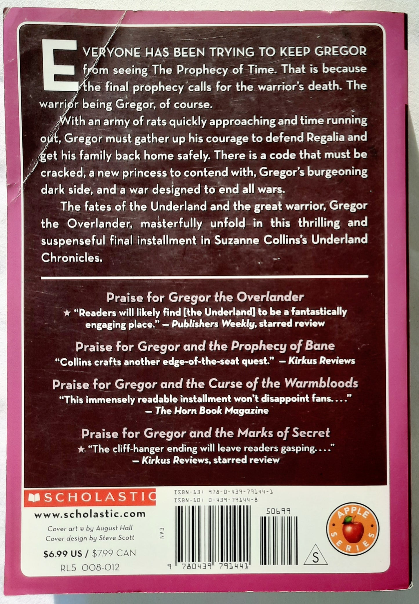 Gregor and the Code of Claw #5 by Suzanne Collins (Good, 2008, Pbk, 412 pgs, Scholastic)